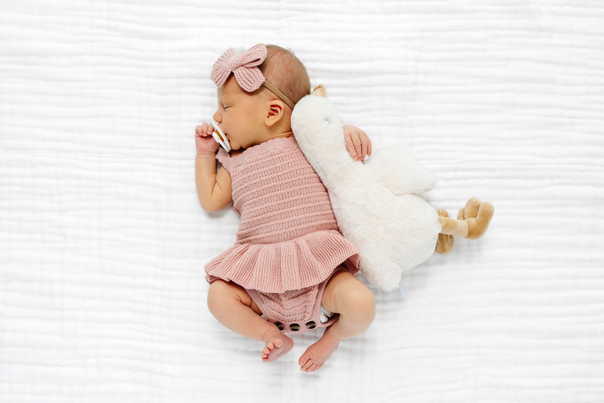 Knit Tank Onesie - French Pink Ruffle