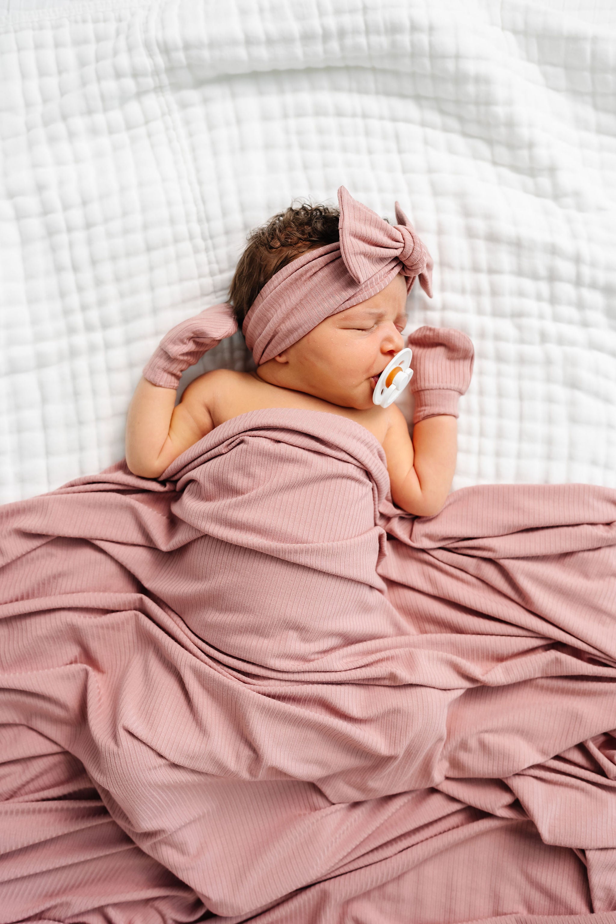 Jane Ribbed Newborn Headband Bundle + Knotted Gown