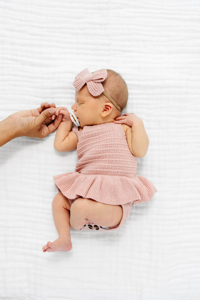 Knit Tank Onesie - French Pink Ruffle