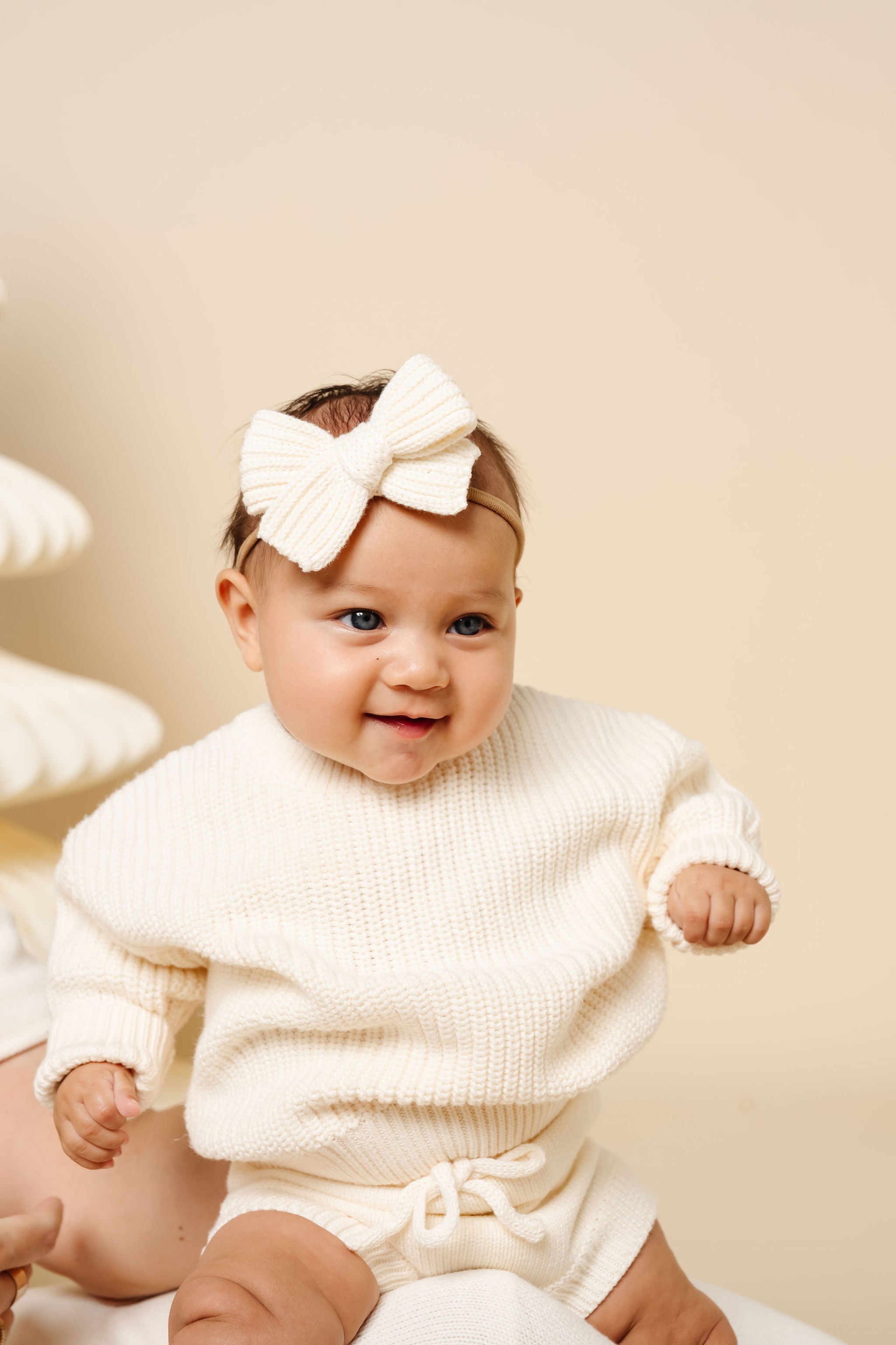 Sweater Bow - Ivory Chunky Knit Headband