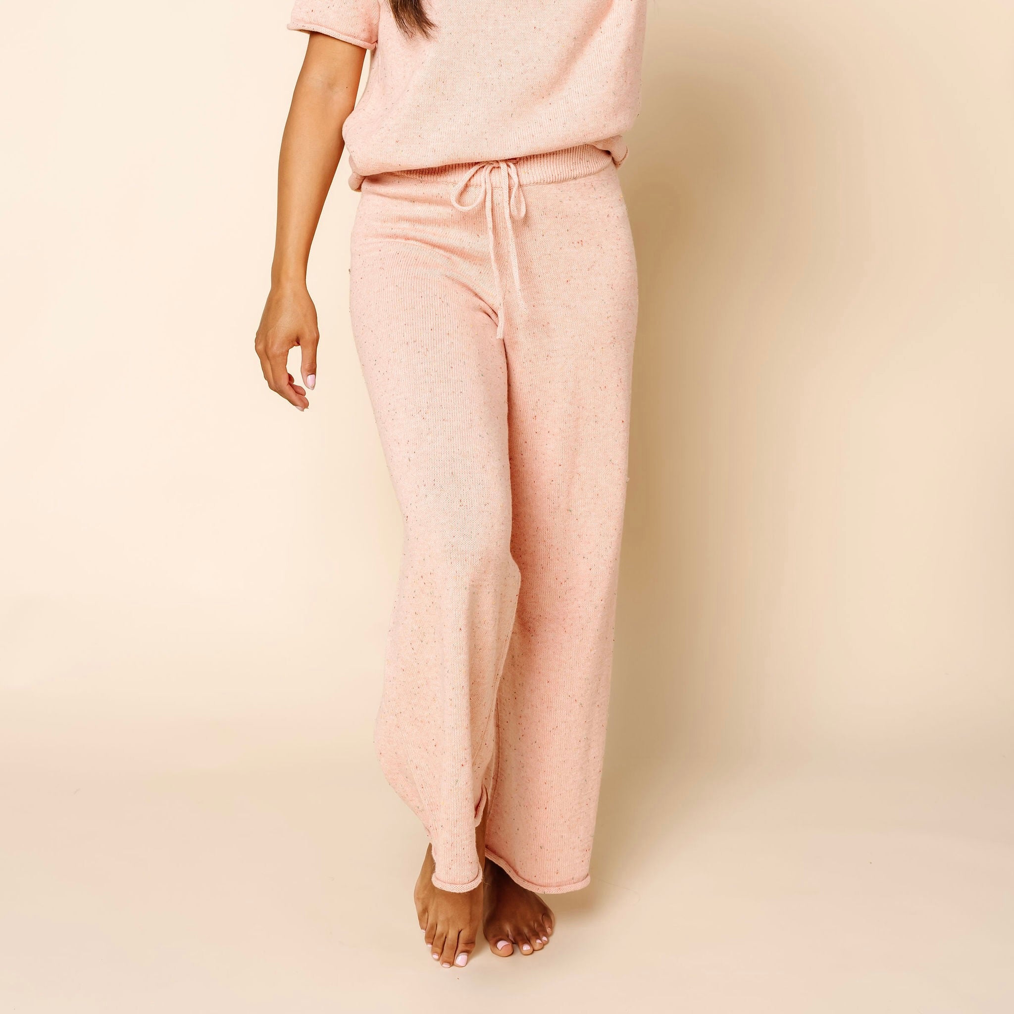 Knit Women's Wide Leg Pant - Petal Speckle
