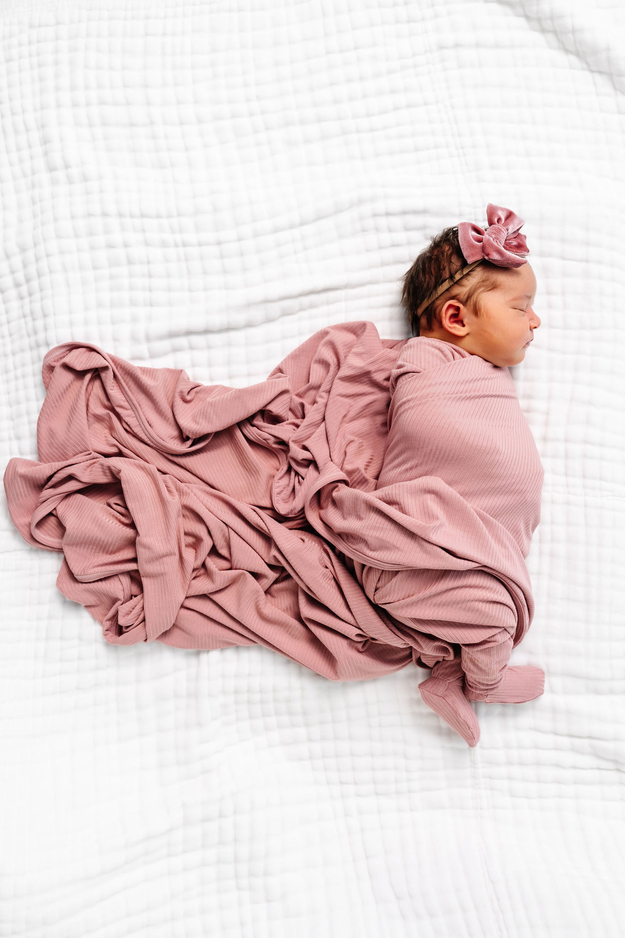 Jane Ribbed Newborn Headband Bundle + Knotted Gown