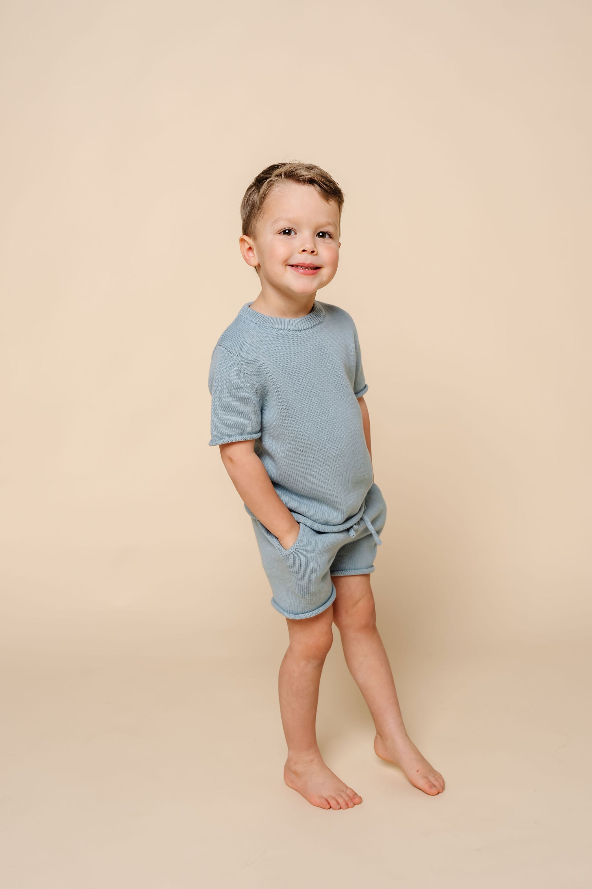 Knit Shirt + Short Set - Steele