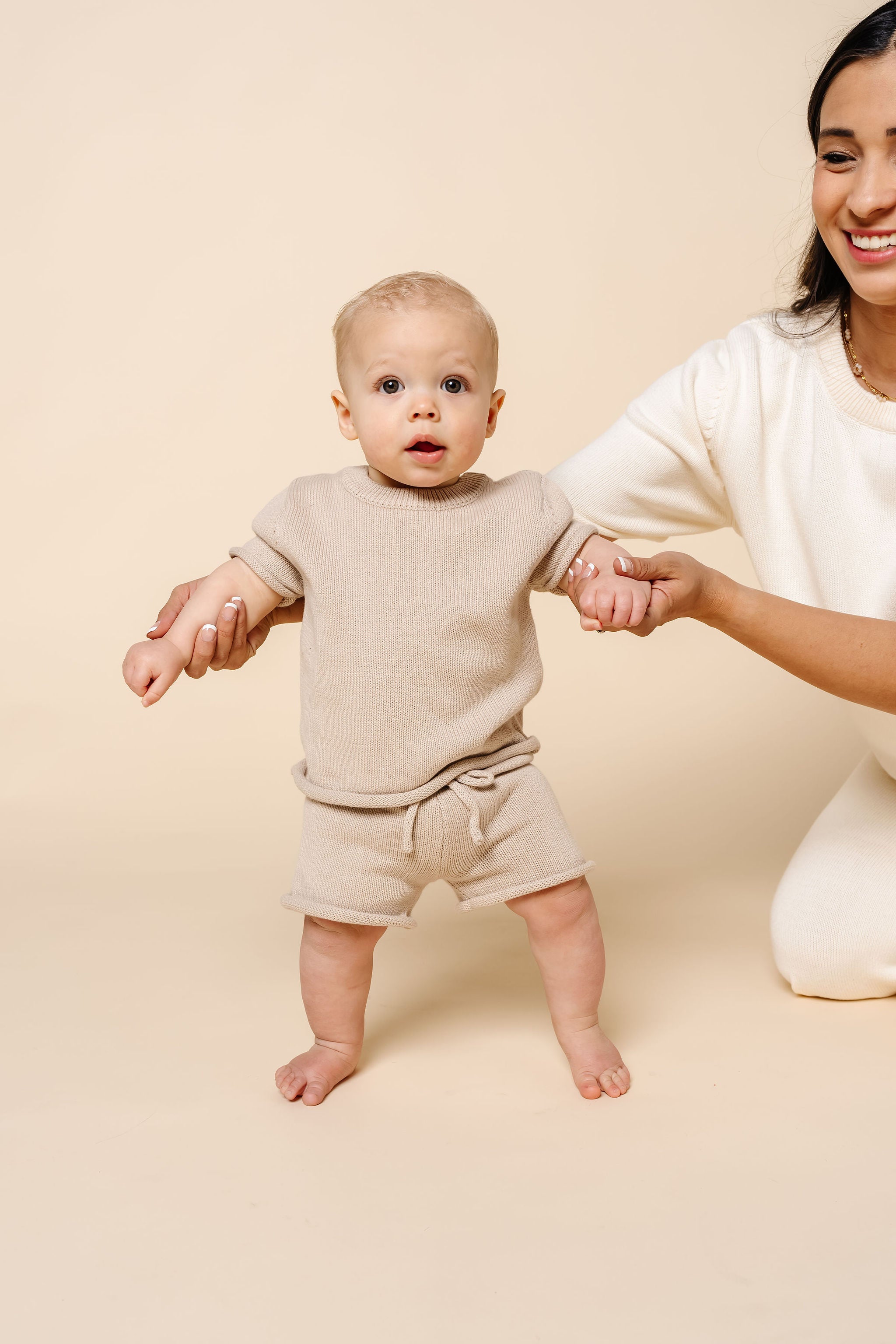 Knit Short Sleeve Tee - Tan