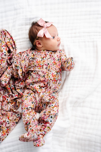 Penelope Newborn Headband Bundle + Zipper Footie