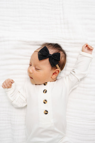 Tulle Bow - Black Dot