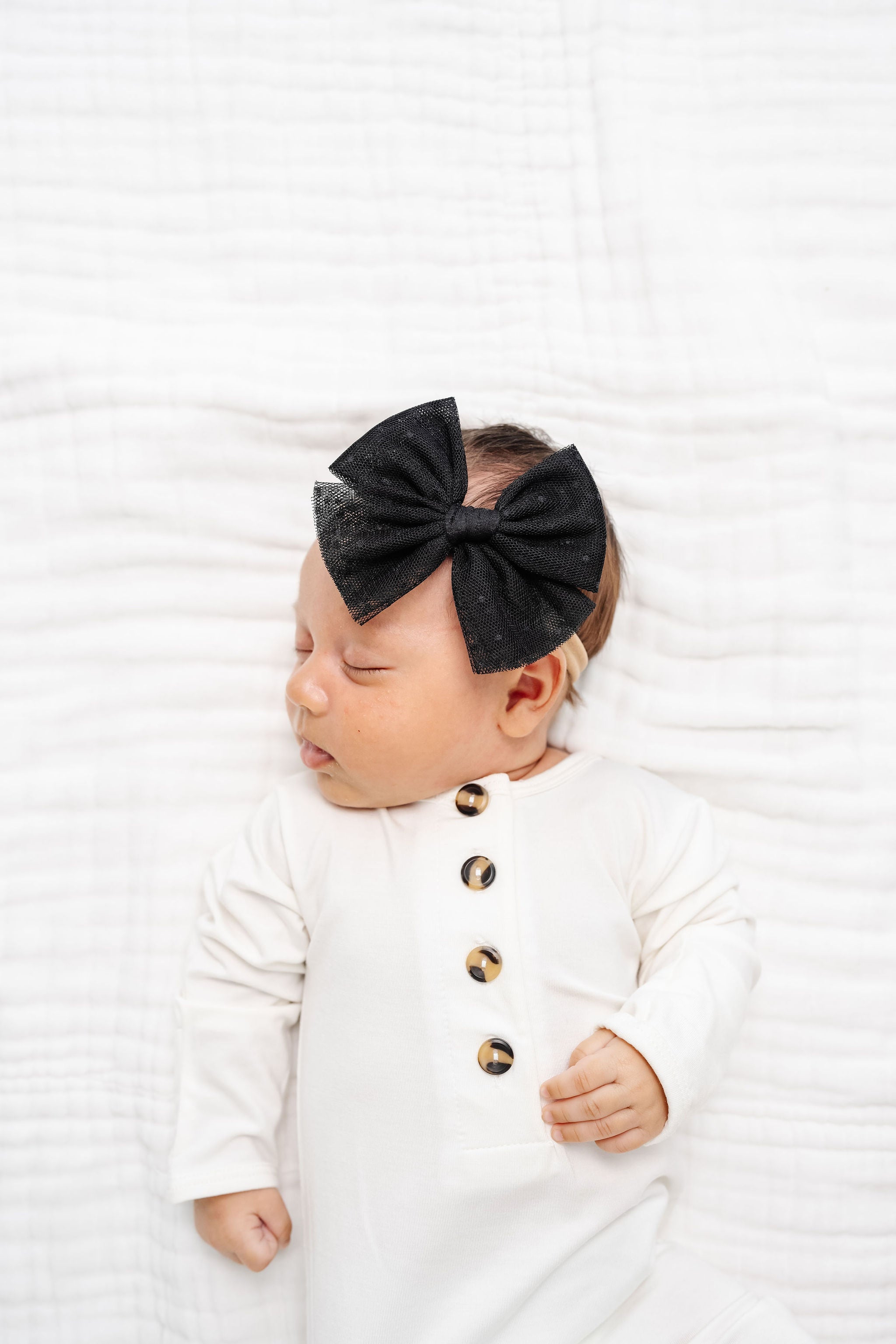 Tulle Bow - Black Dot