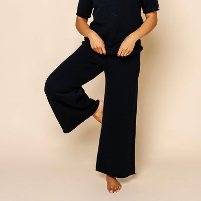 Knit Women's Wide Leg Pant - Black