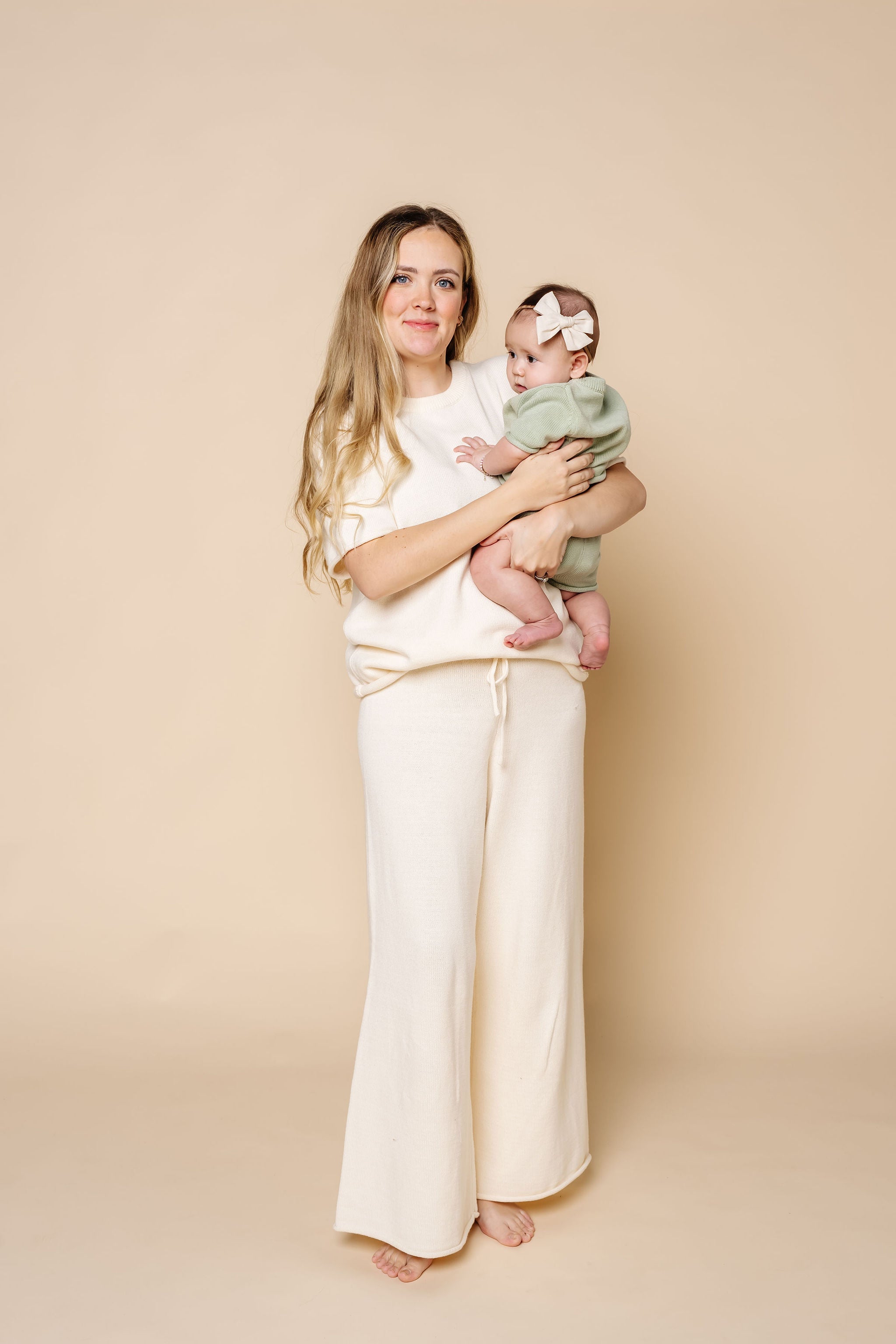 Knit Women's Wide Leg Pant - Ivory