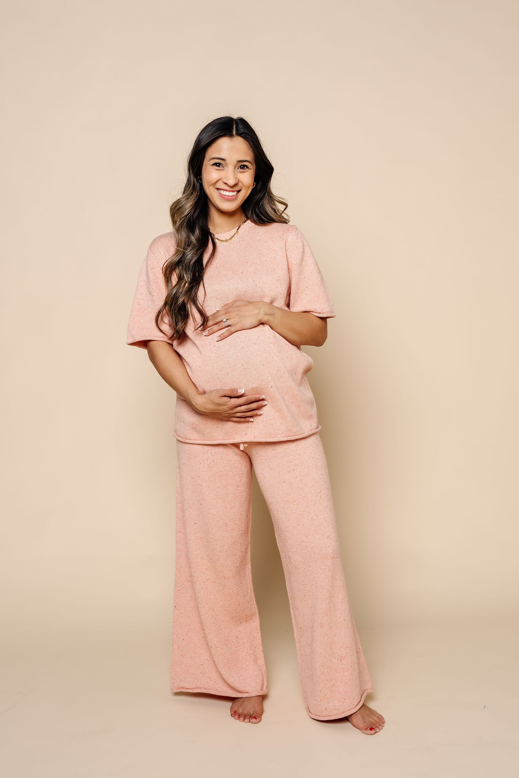 Knit Women's Wide Leg Pant - Petal Speckle