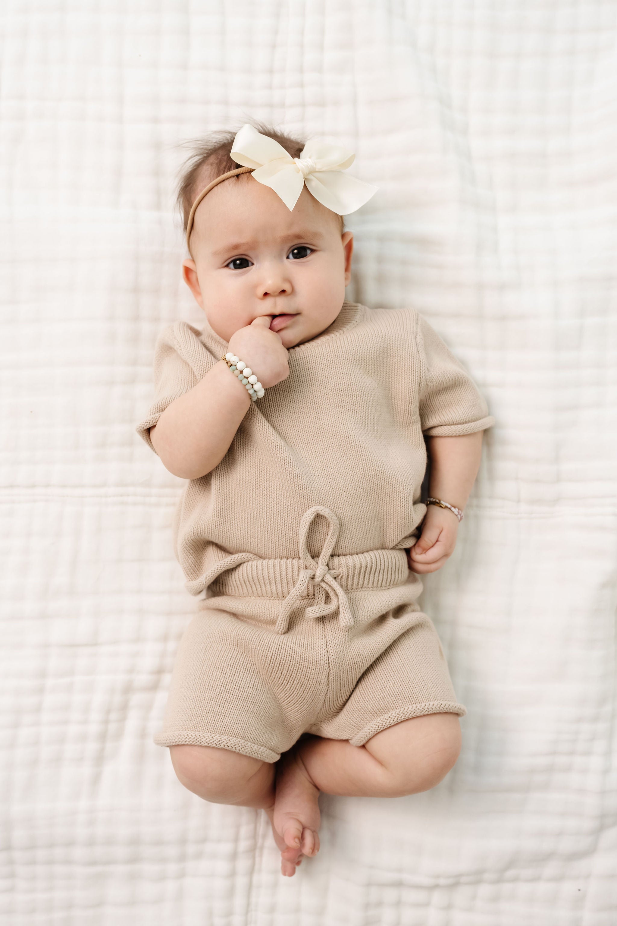 Knit Shirt + Short Set - Tan