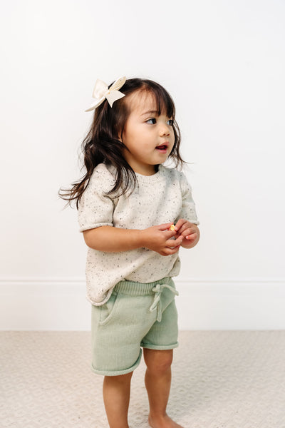 Knit Short Sleeve Tee - Cream Speckle