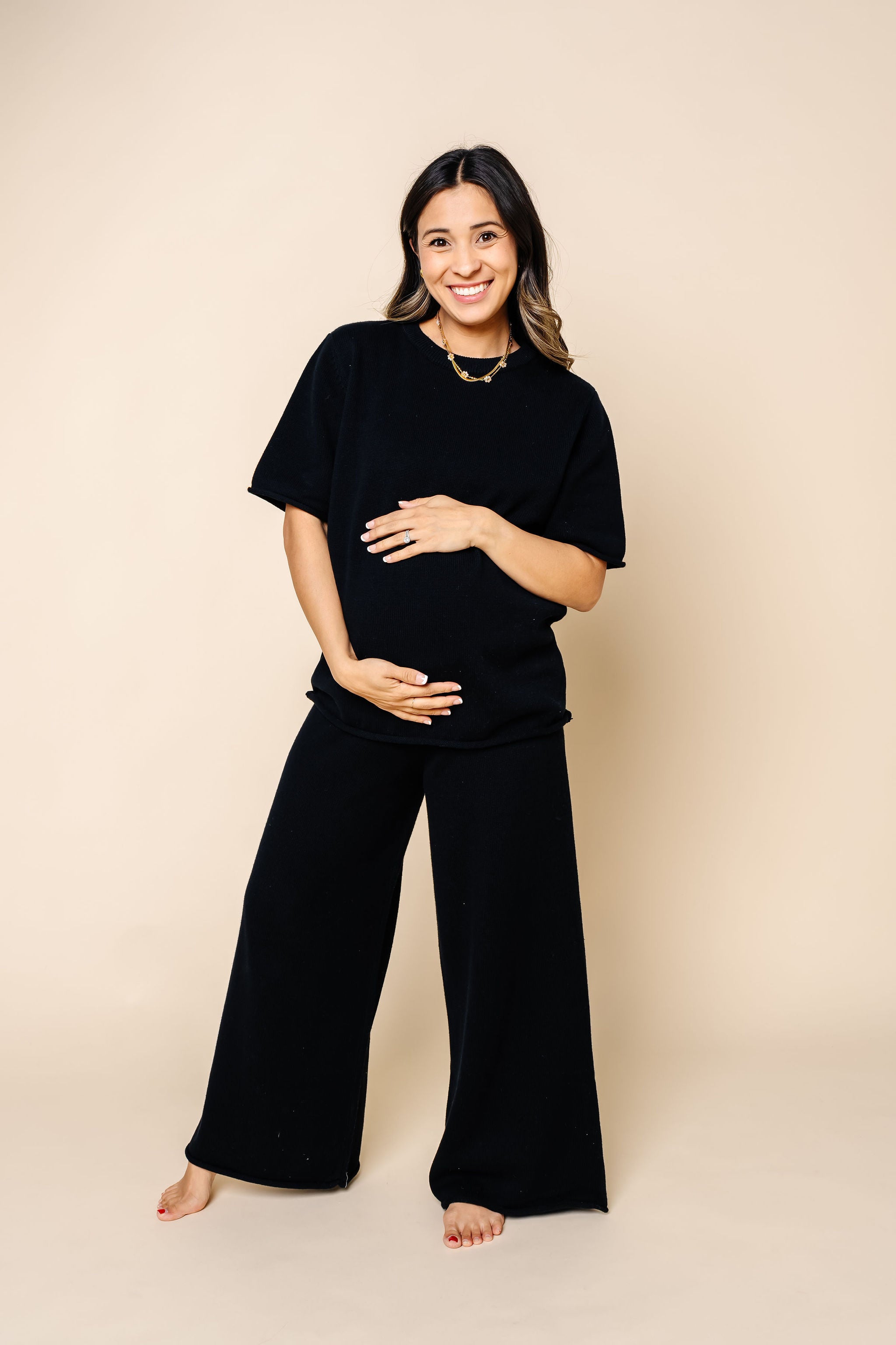 Knit Women's Wide Leg Pant - Black