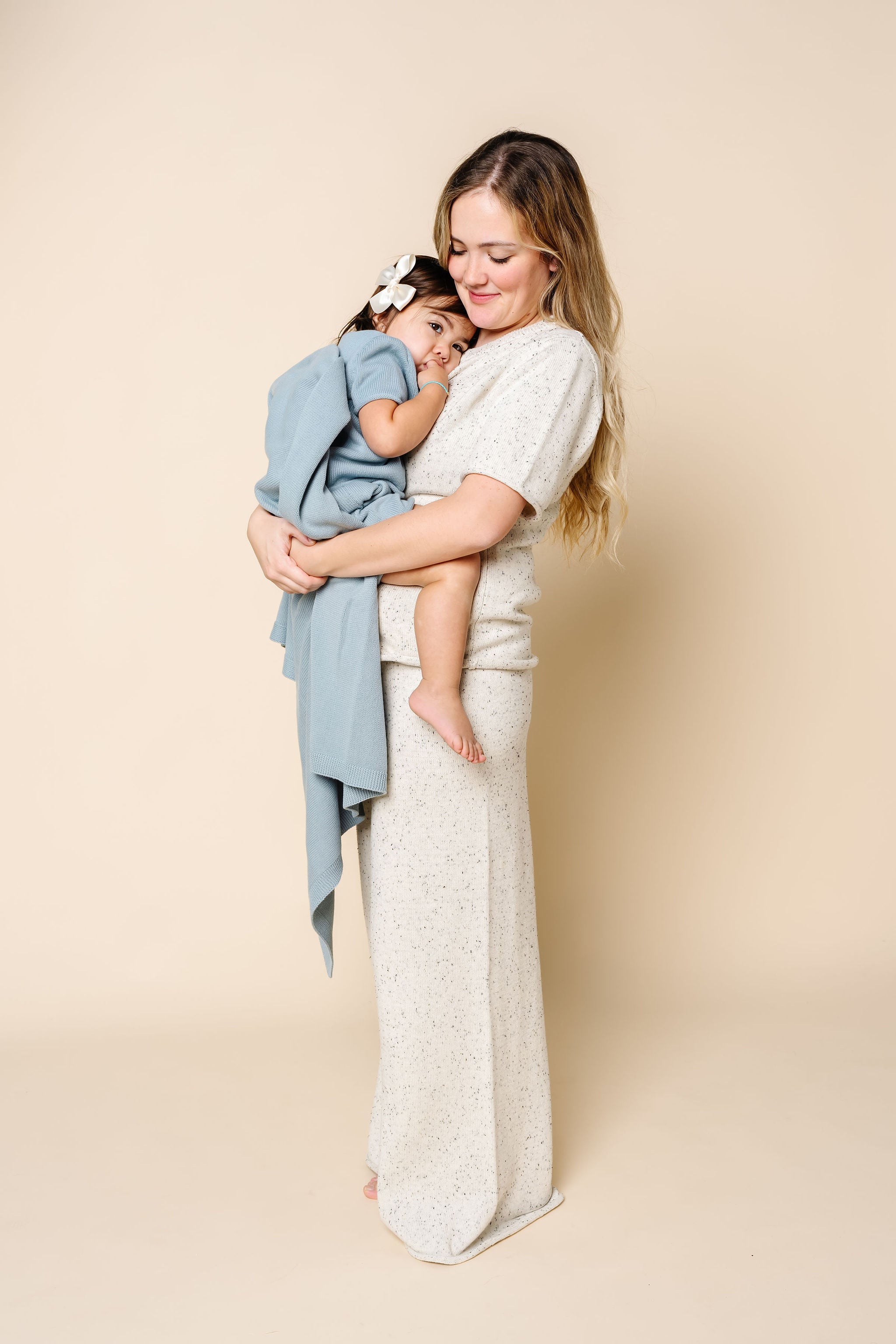 Knit Women's Wide Leg Pant - Cream Speckle
