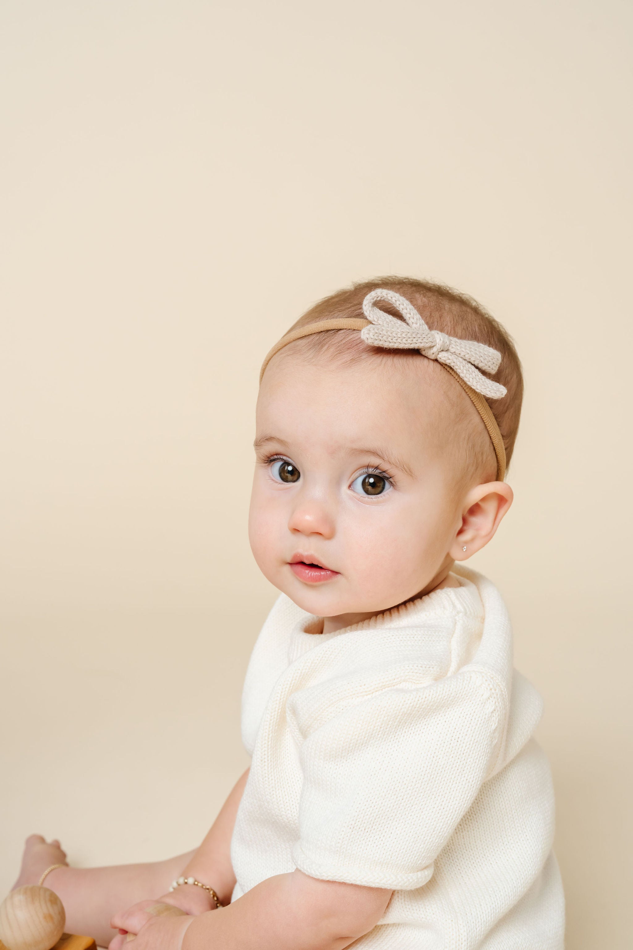 Sweater Bow - Tan Knit Headband