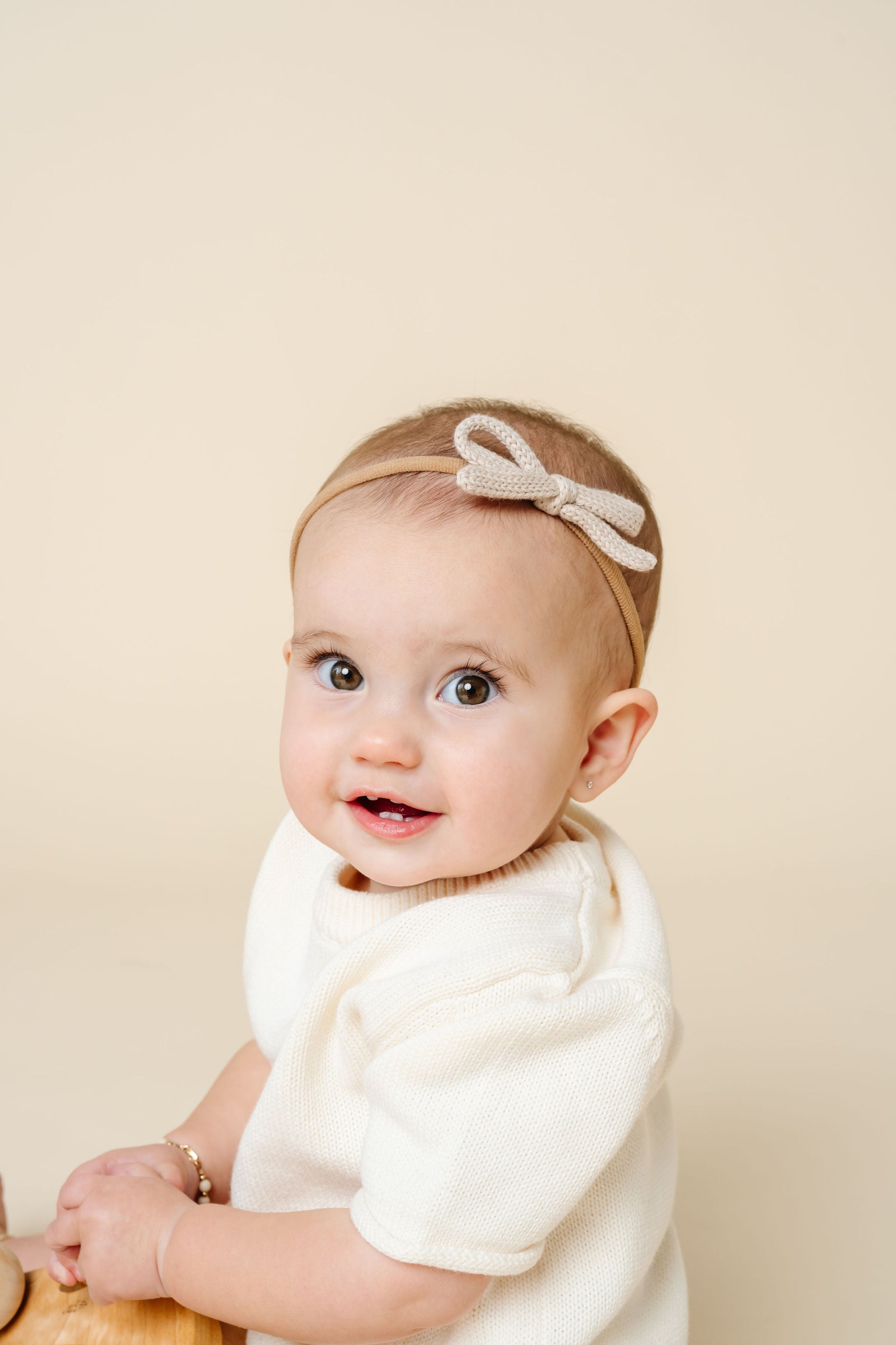 Sweater Bow - Tan Knit Headband