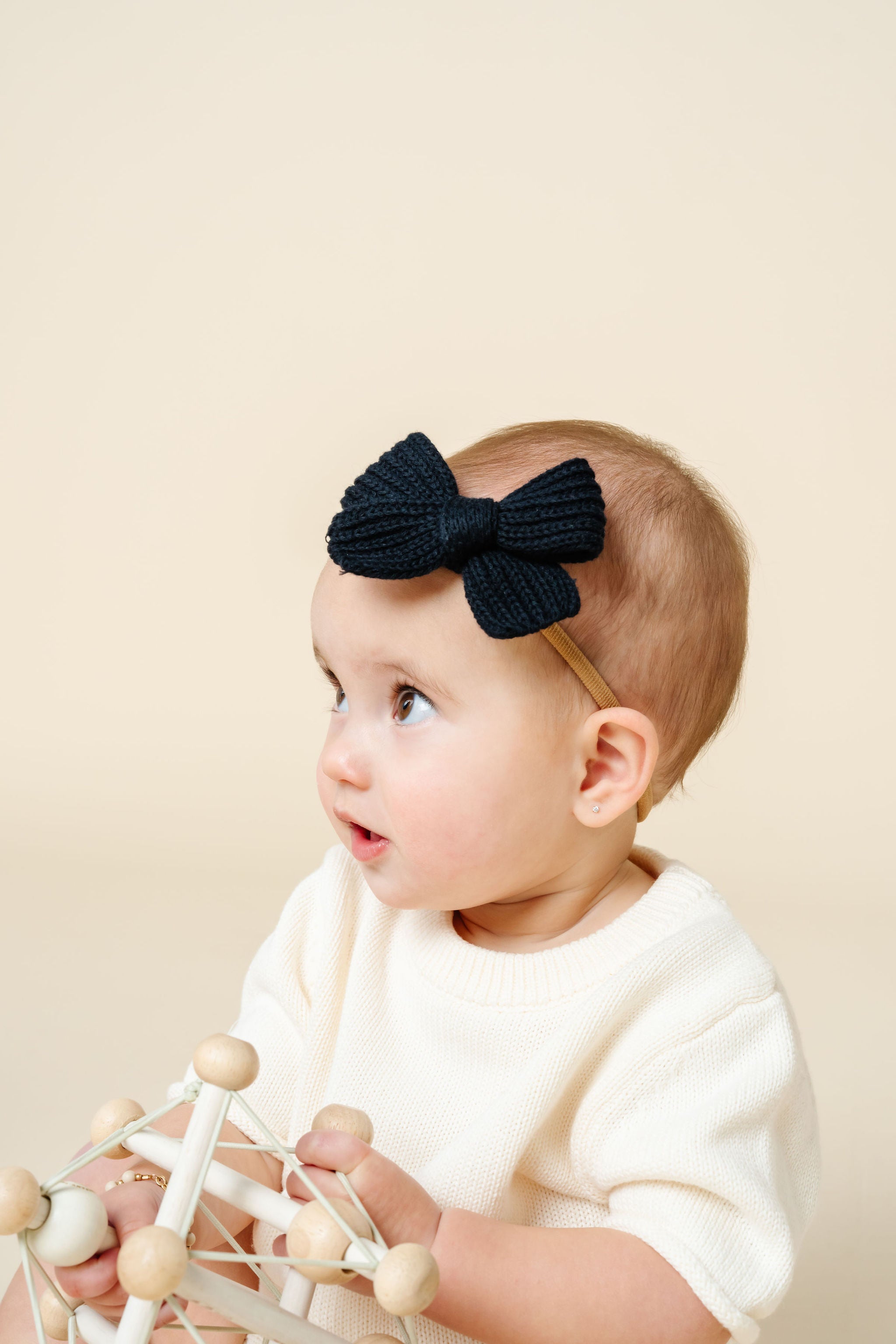 Sweater Bow - Black Chunky Knit Headband