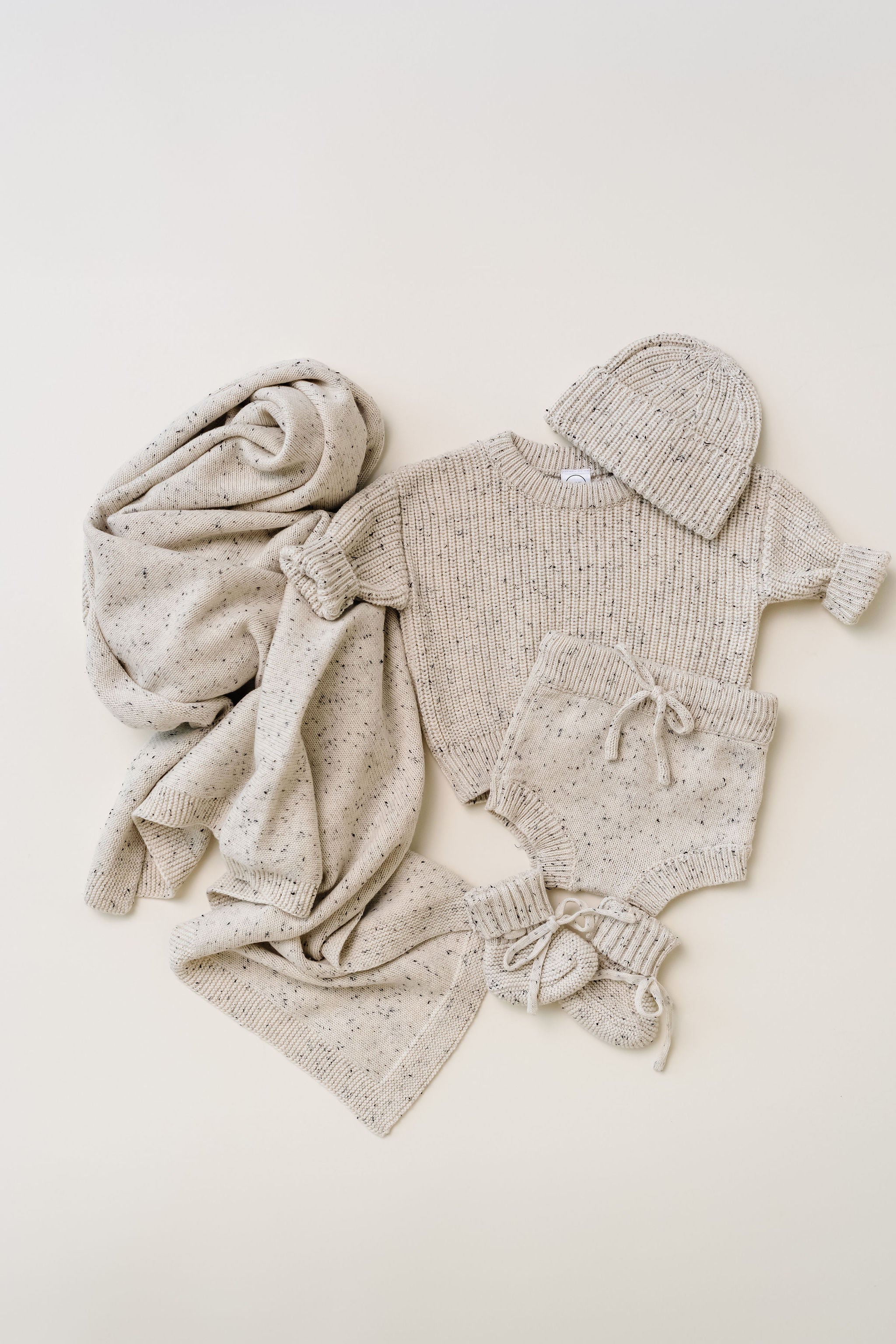 Knit Beanie Bundle - Cream Speckle