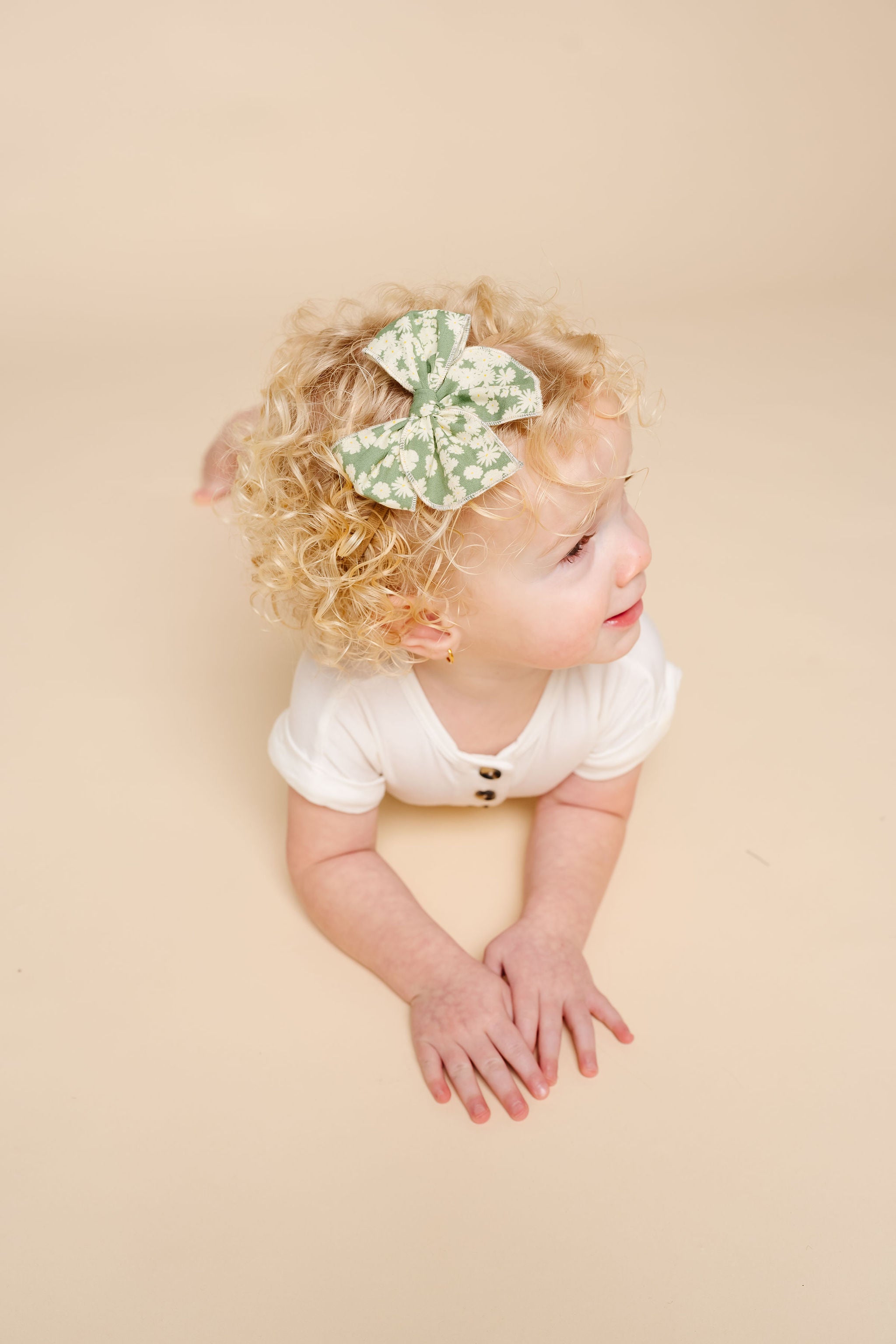 Heirloom Bow - Green Floral Clip