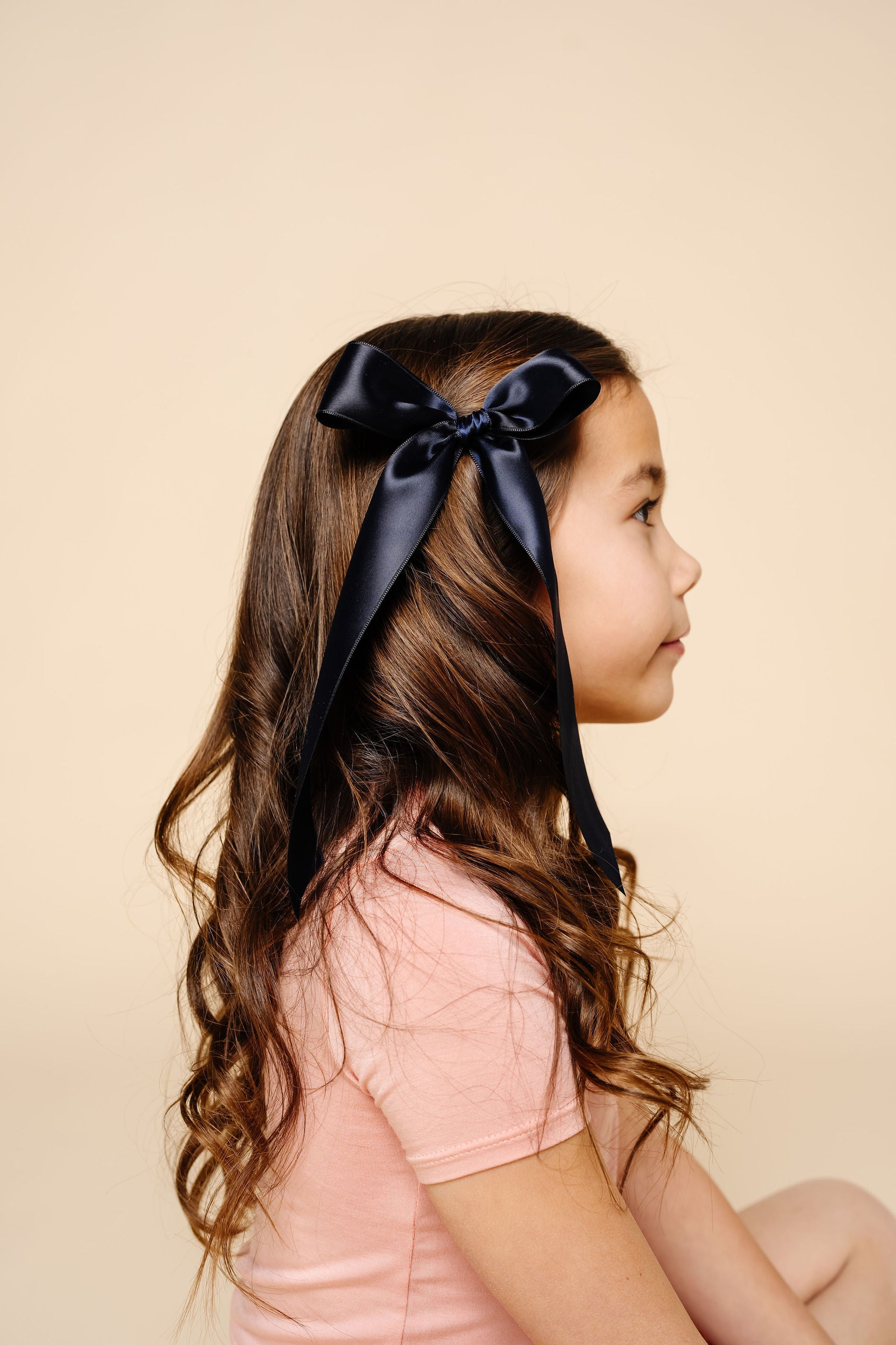 Satin Bow 3 Pack: Midnight Blue Sash Clips