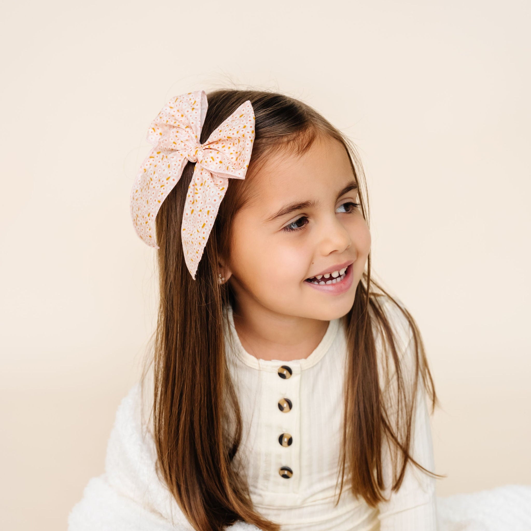 Heirloom Bow - Blush Floral Clip