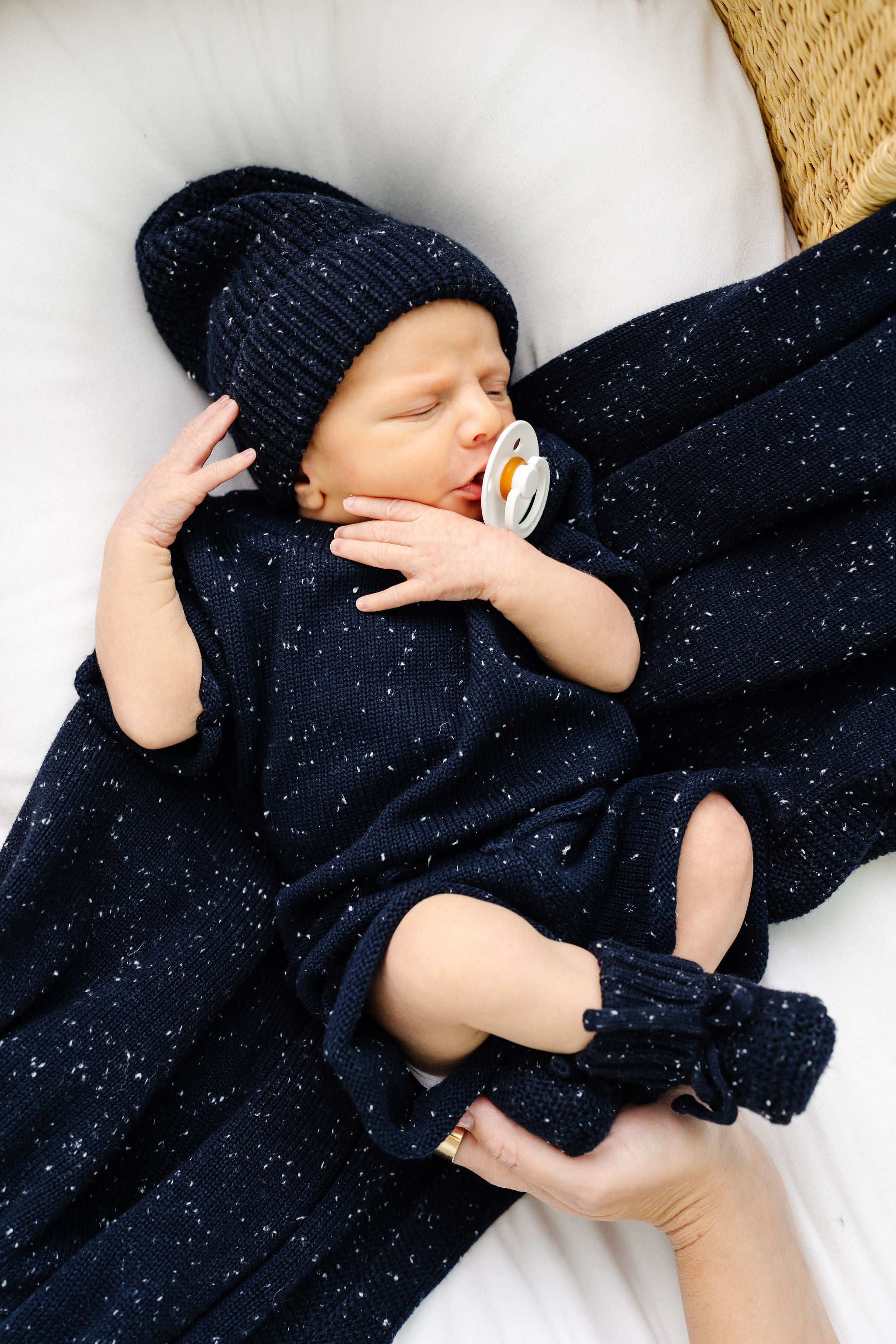 Knit Booties - Navy Speckle