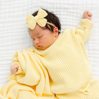 Sweater Bow - Butter Yellow Chunky Knit Headband