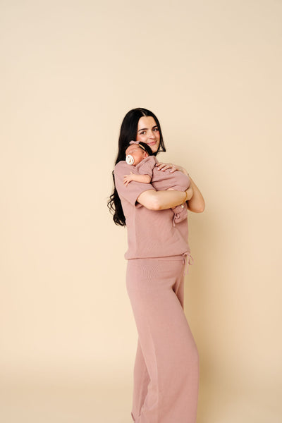 Knit Women's Wide Leg Pant - Mauve