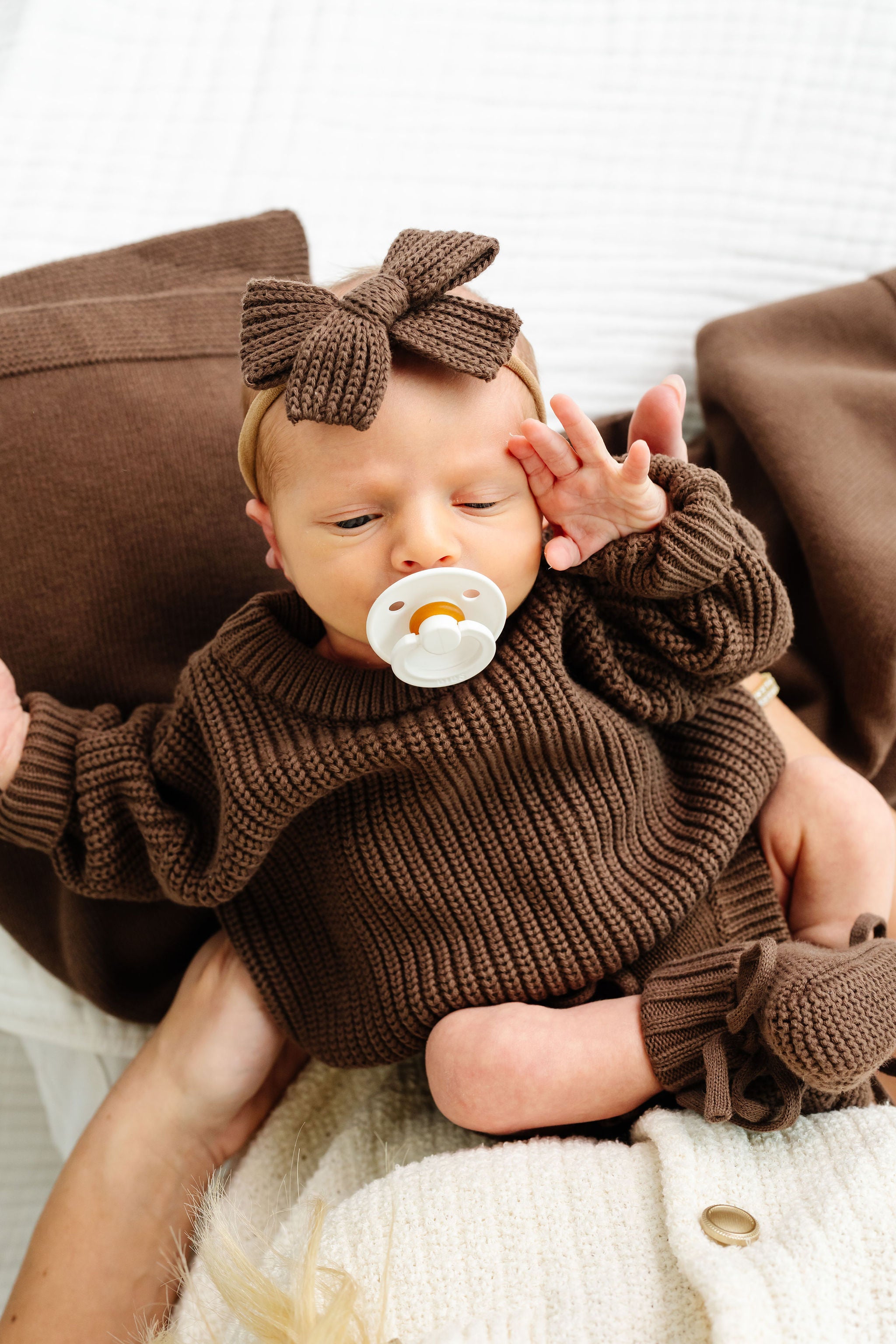 Sweater Bow - Cocoa Chunky Knit Headband