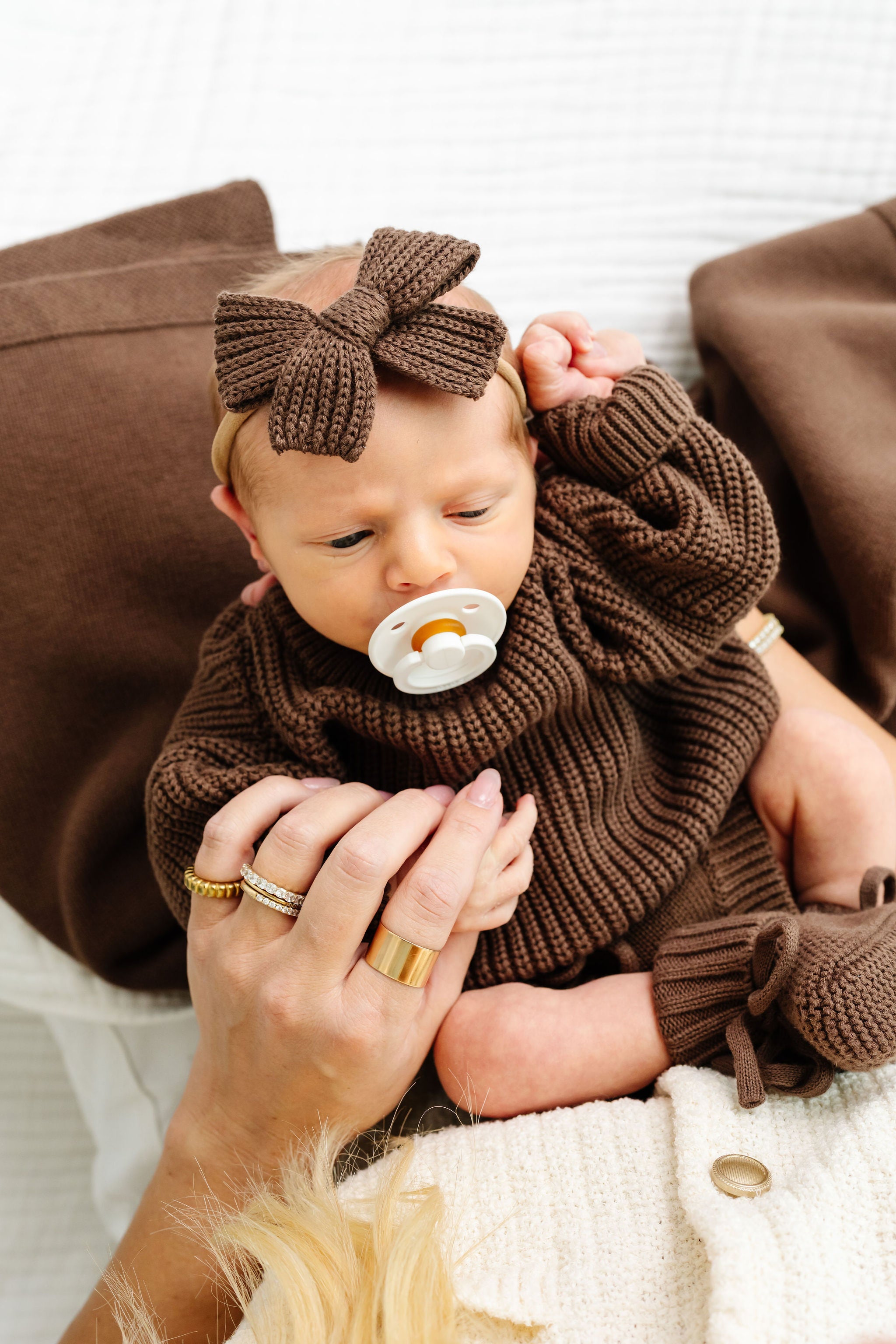 Sweater Bow - Cocoa Chunky Knit Headband