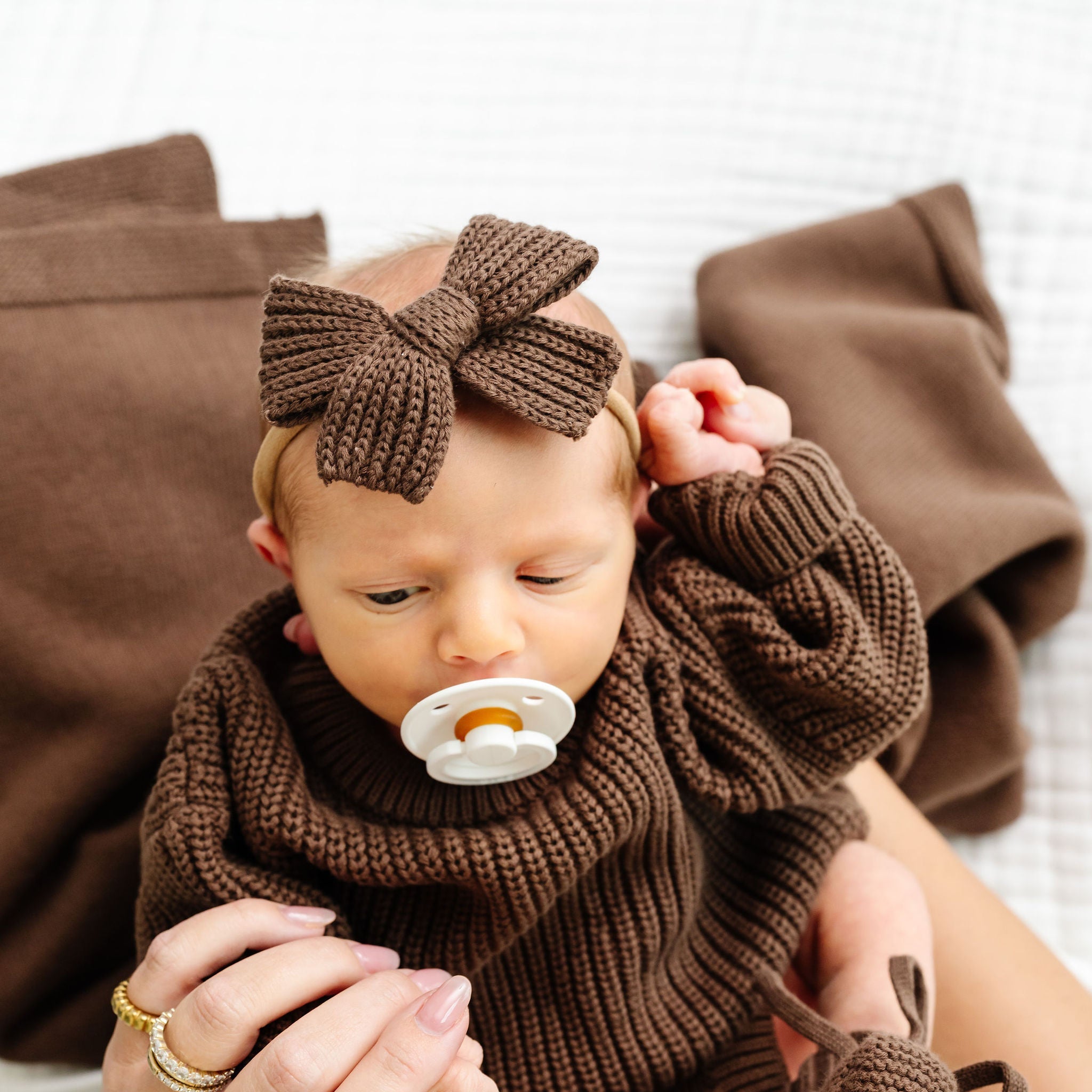 Sweater Bow - Cocoa Chunky Knit Headband
