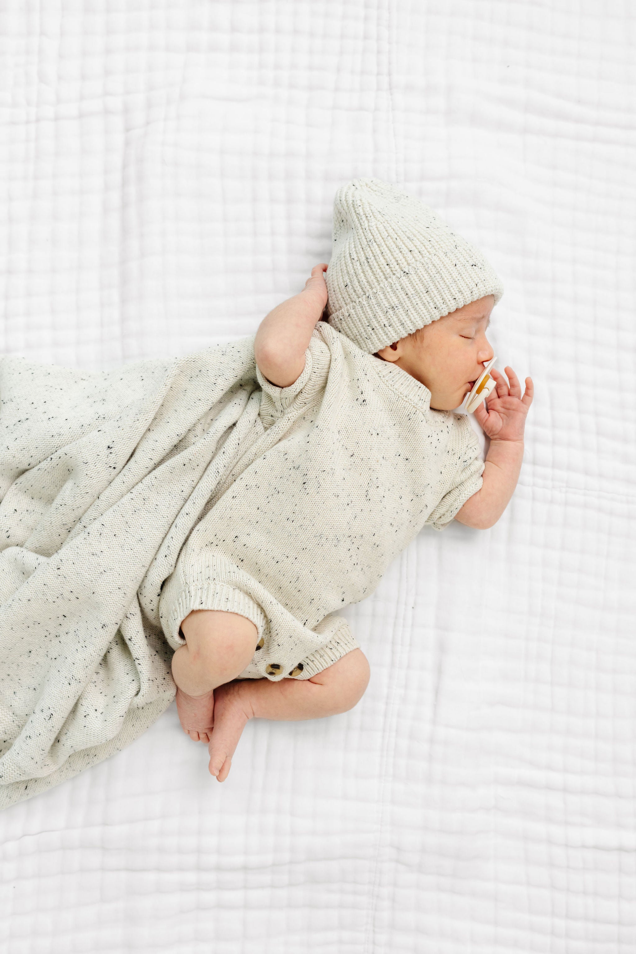 Knit Beanie Bundle - Cream Speckle