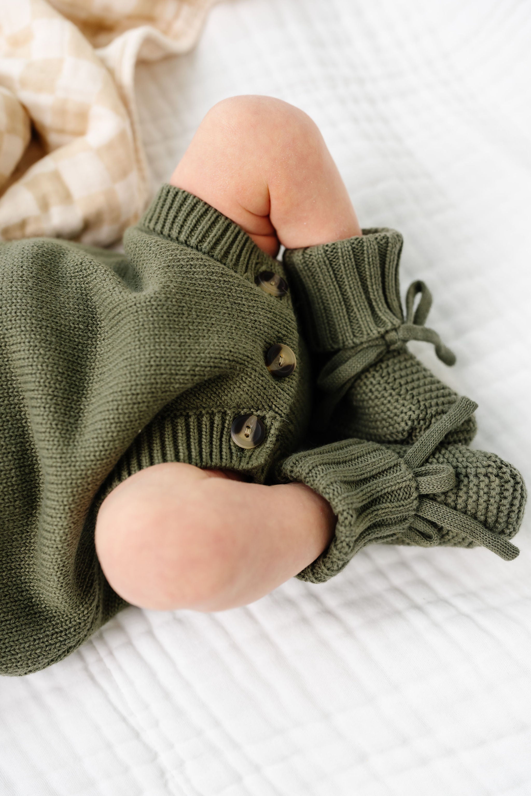 Knit Booties - Olive