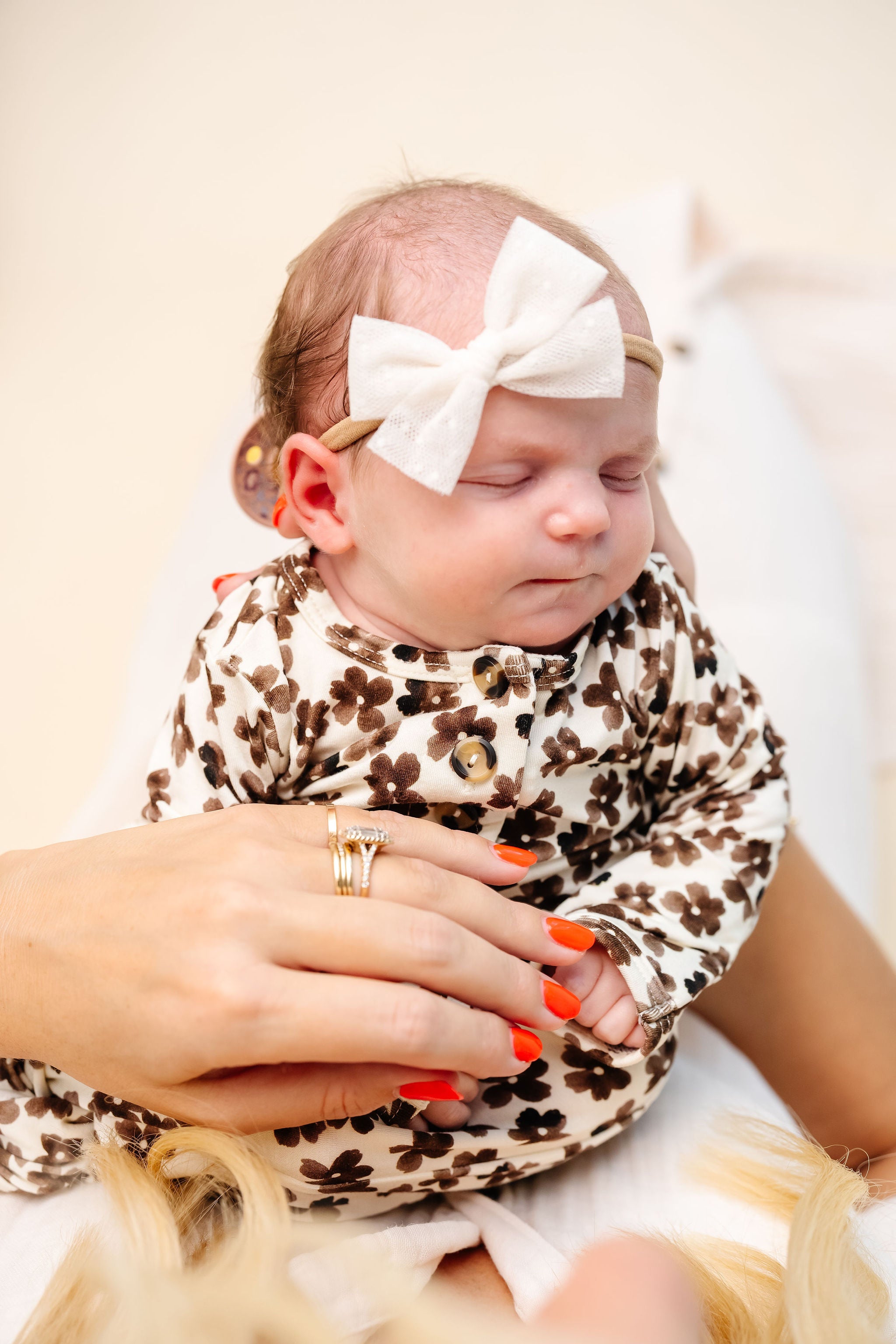 Tulle Bow - Ivory Dot