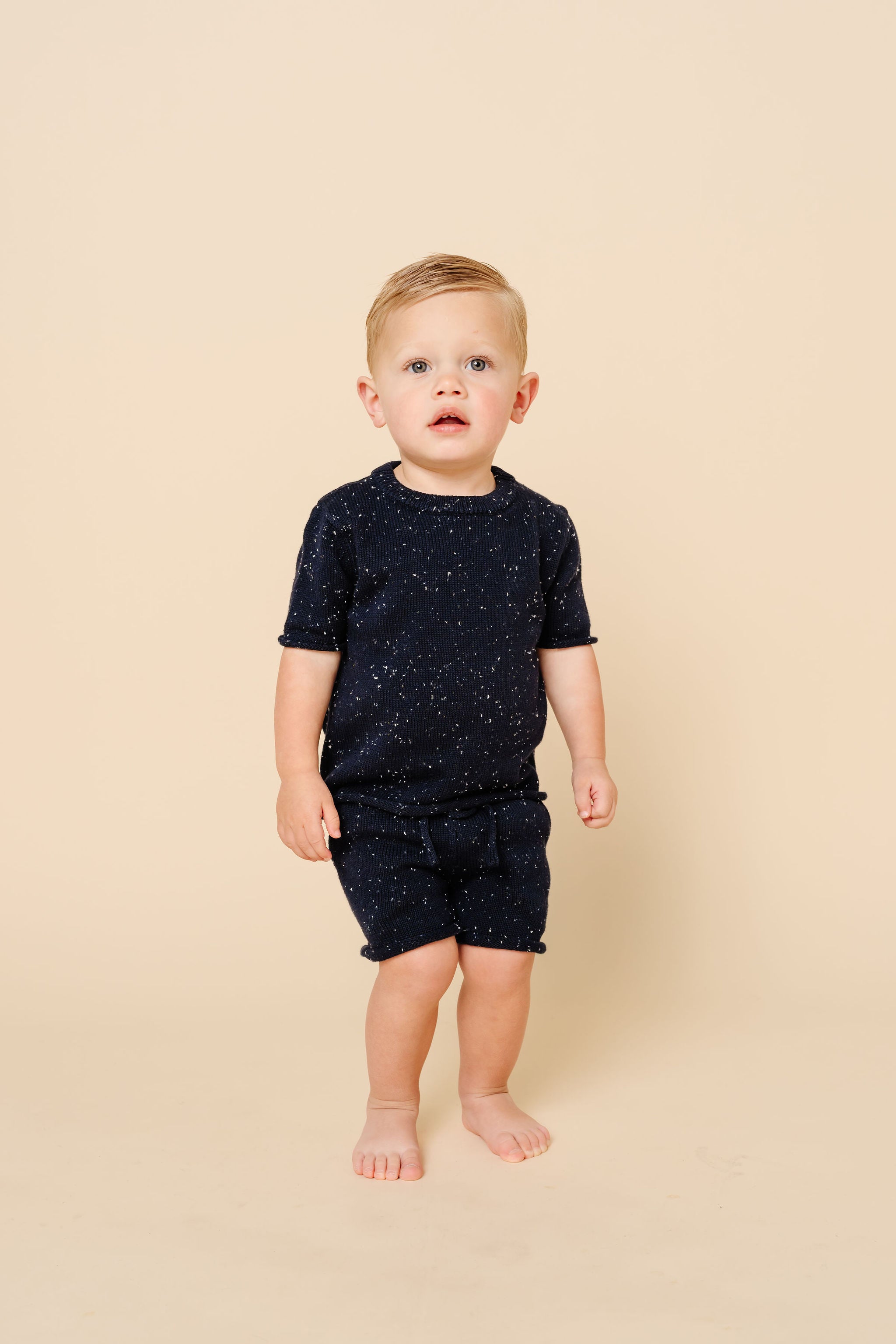 Knit Short Sleeve Tee - Navy Speckle
