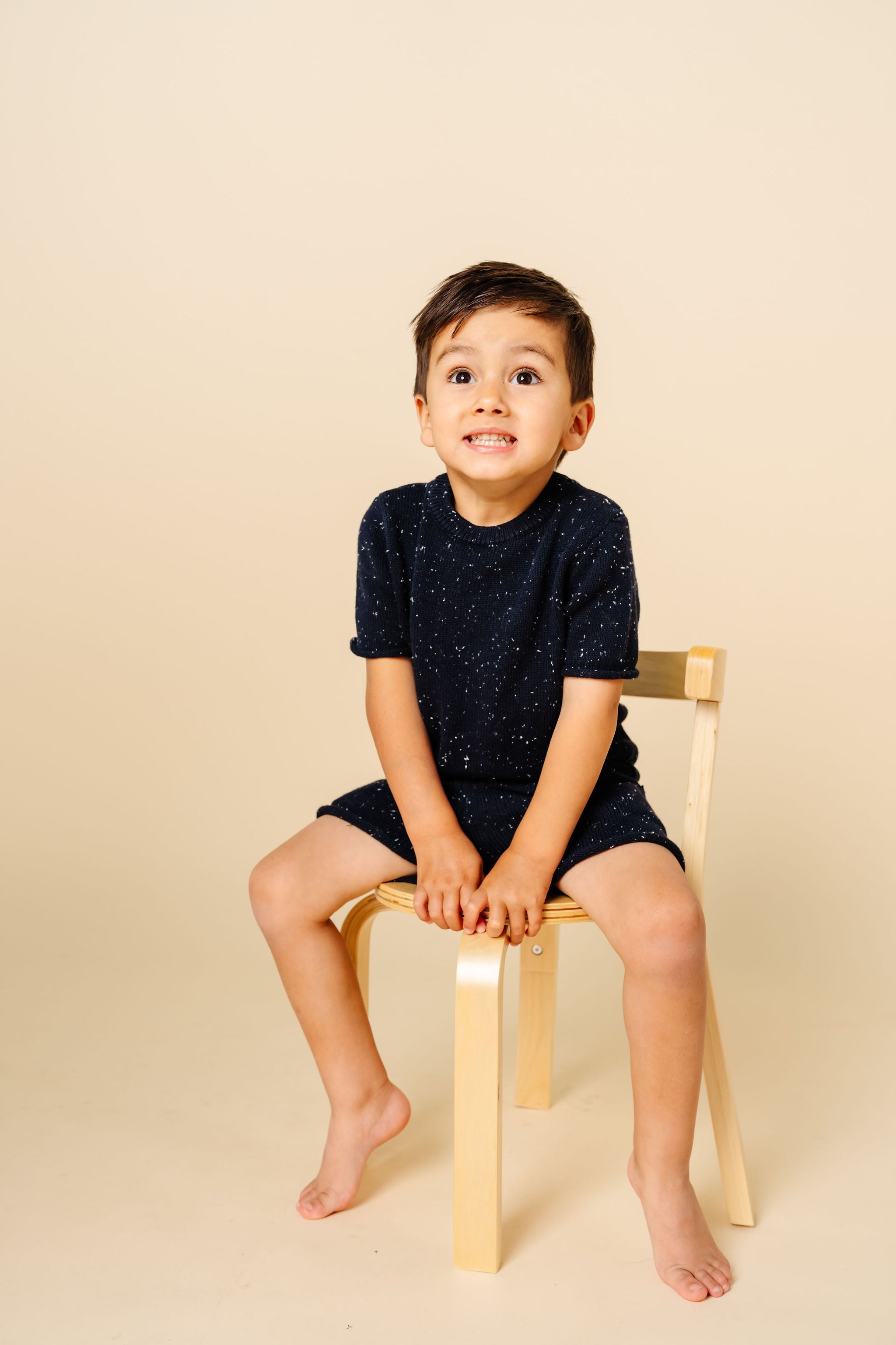 Knit Short Sleeve Tee - Navy Speckle