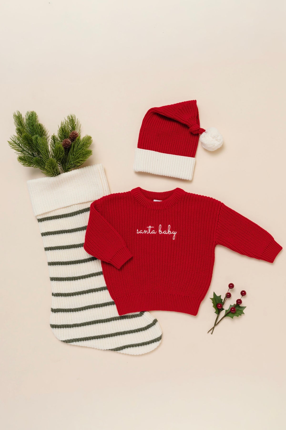 Knit Chunky Sweater - Red - "Santa Baby"