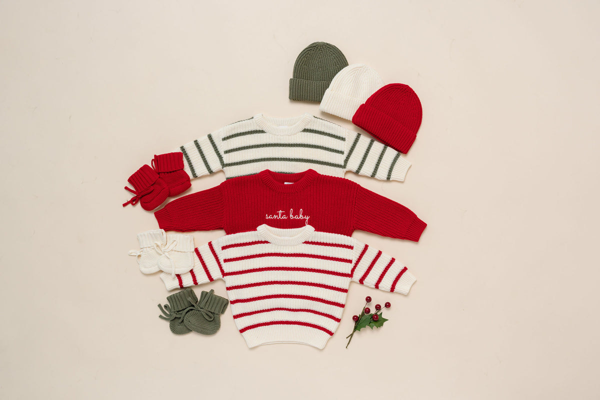 Knit Chunky Sweater - Red - "Santa Baby"