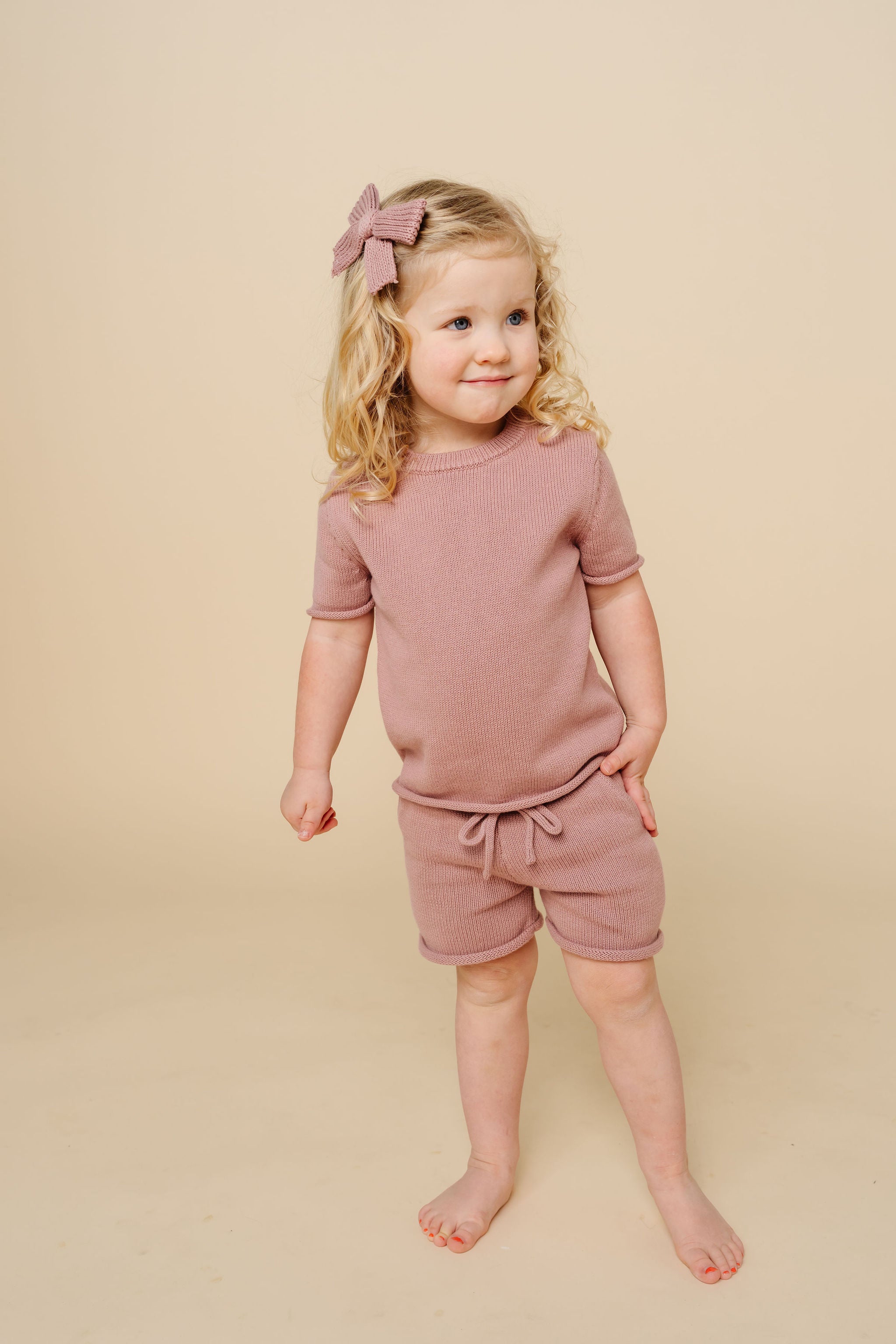 Sweater Bow - Mauve Chunky Knit Clip