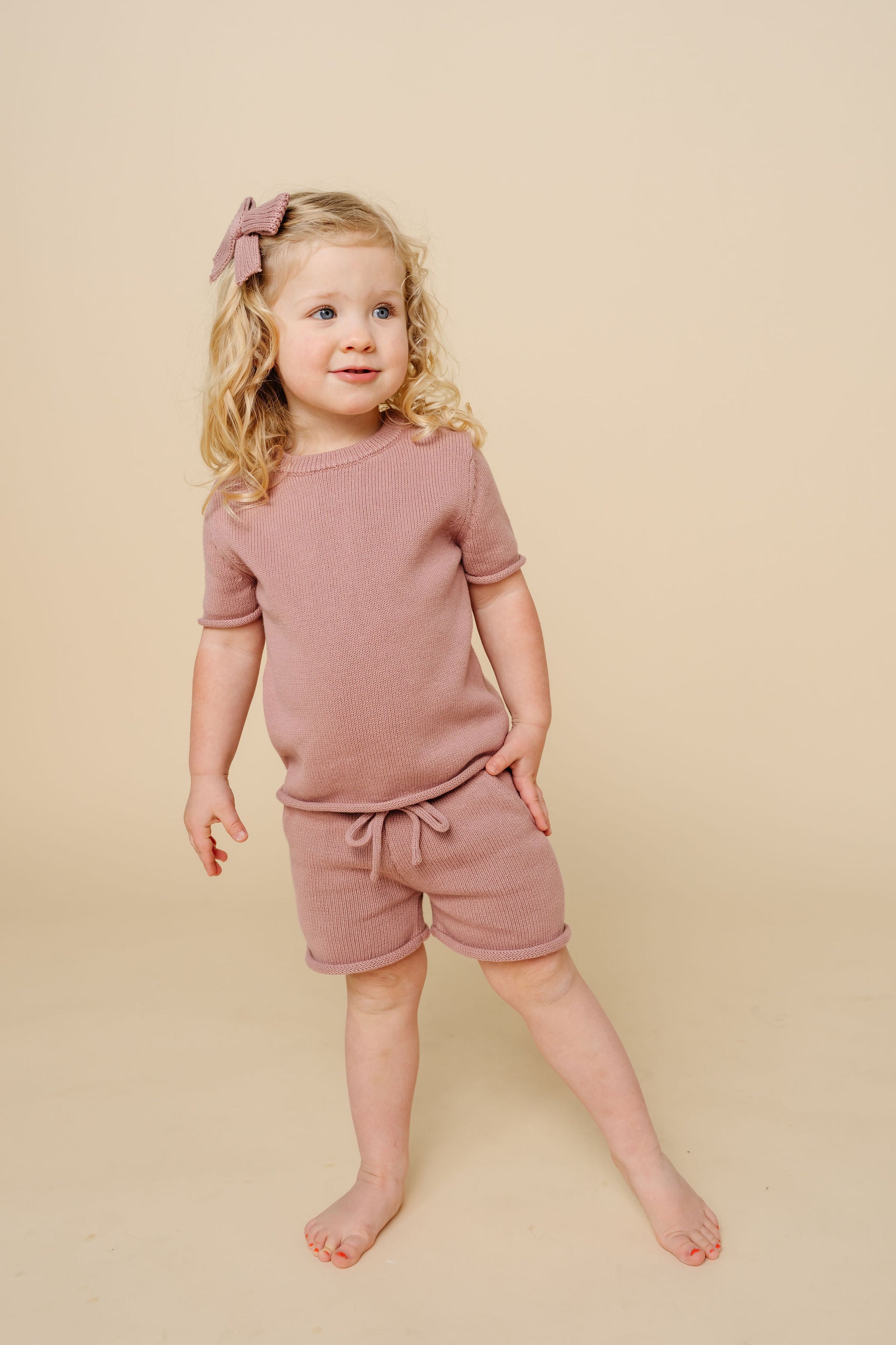 Sweater Bow - Mauve Chunky Knit Clip
