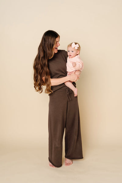 Knit Women's Wide Leg Pant - Cocoa