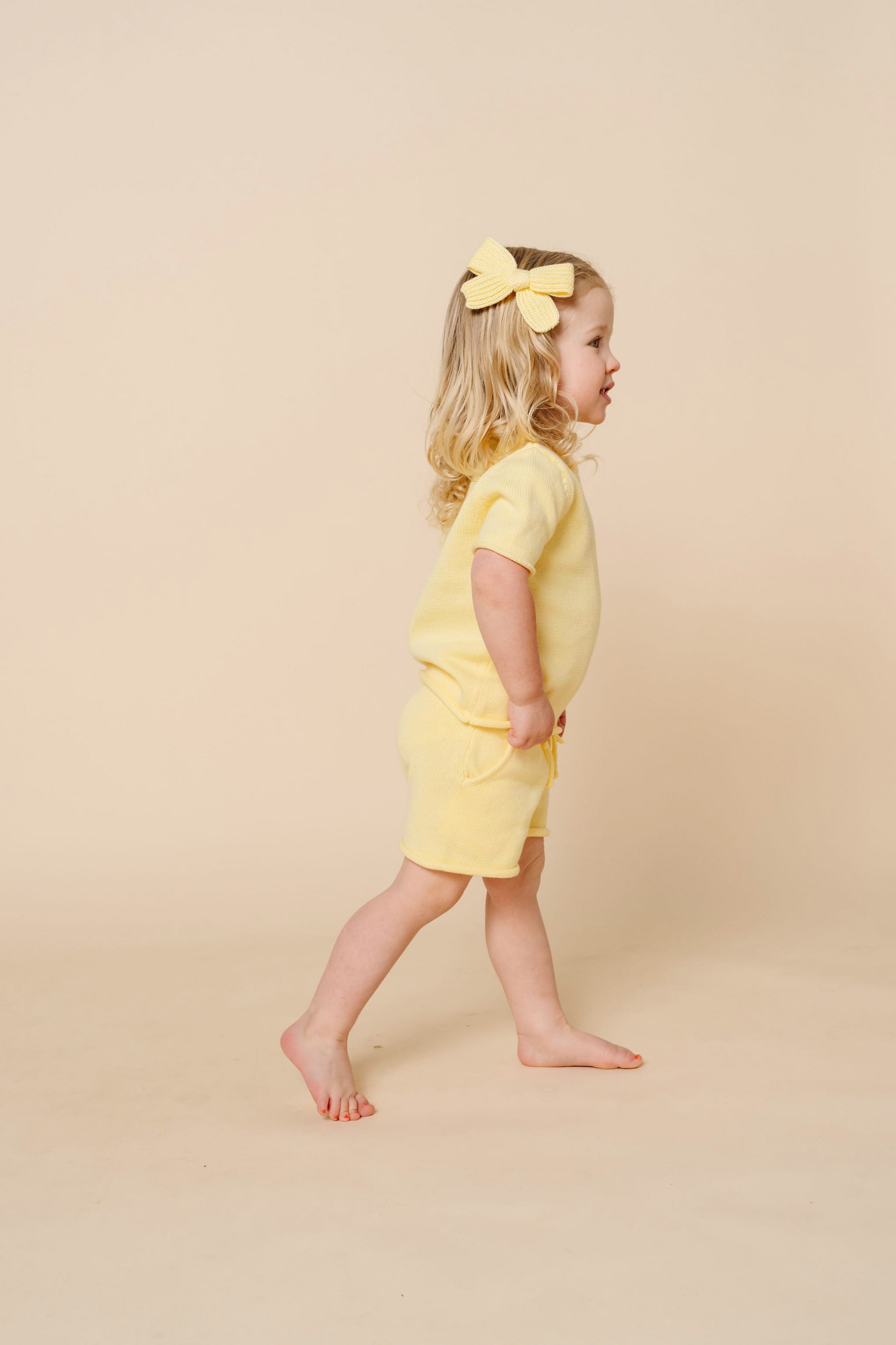 Sweater Bow - Butter Yellow Chunky Knit Clip