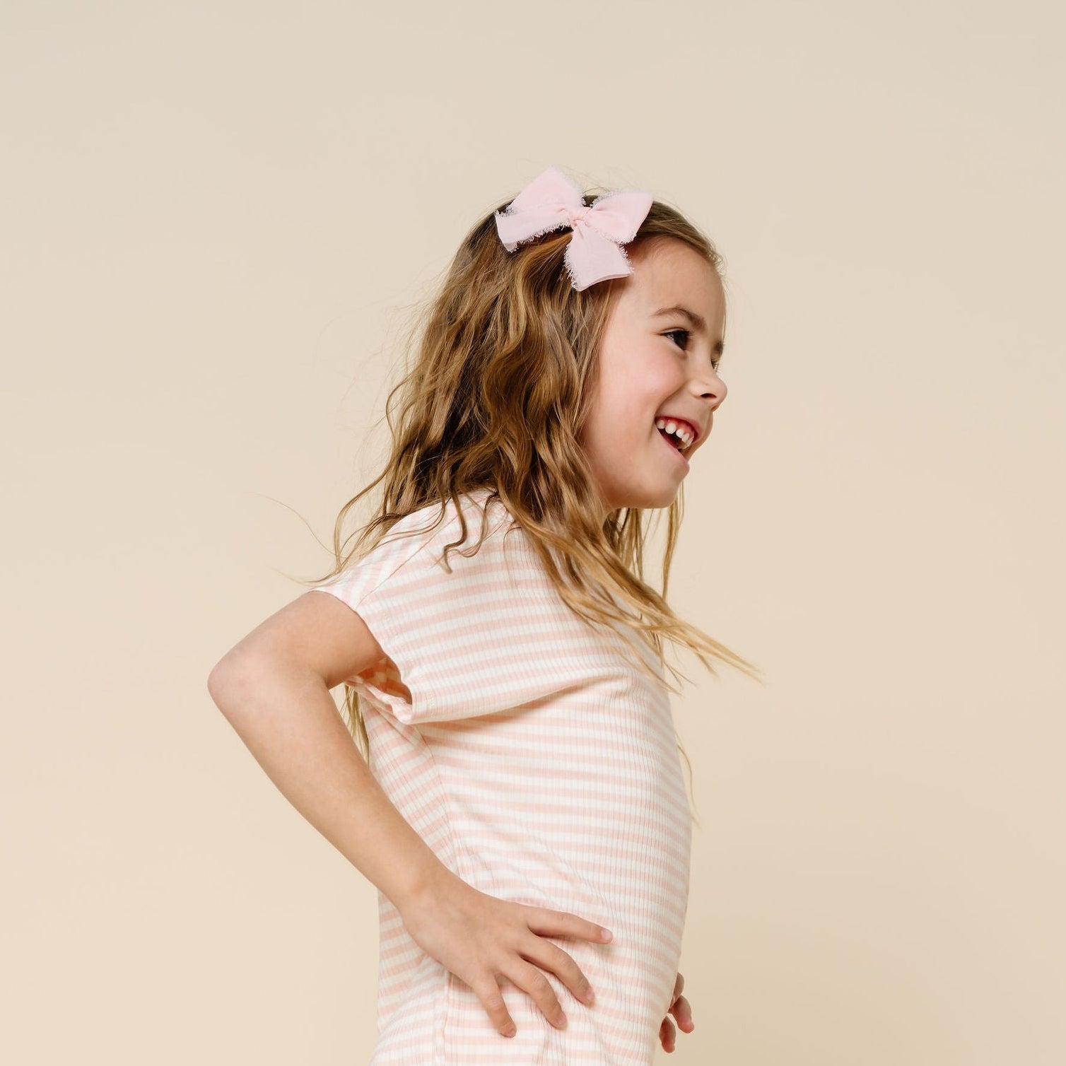 Chiffon Bow - Blush Clip