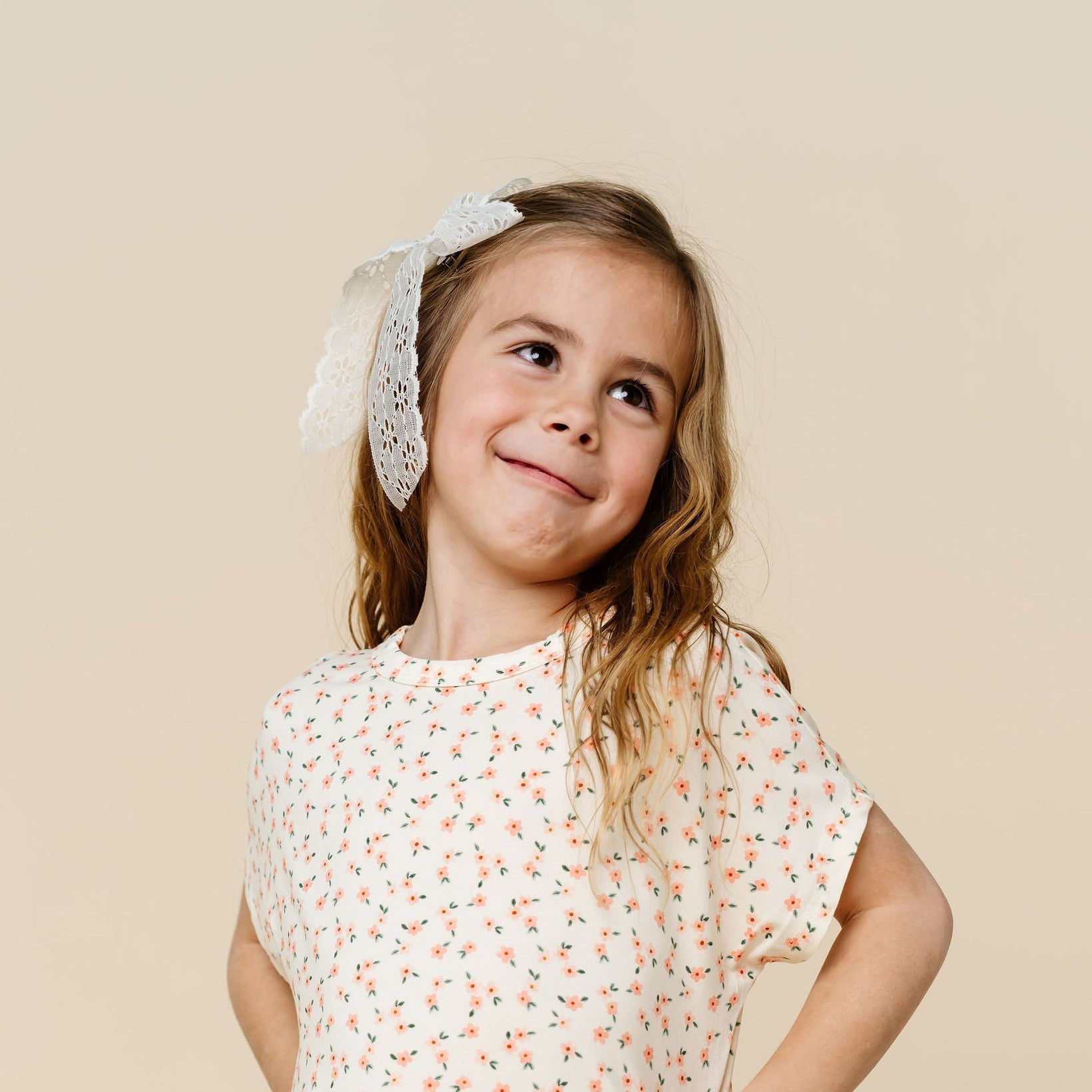 Lace Bow - Ivory Daisy Sash Clip