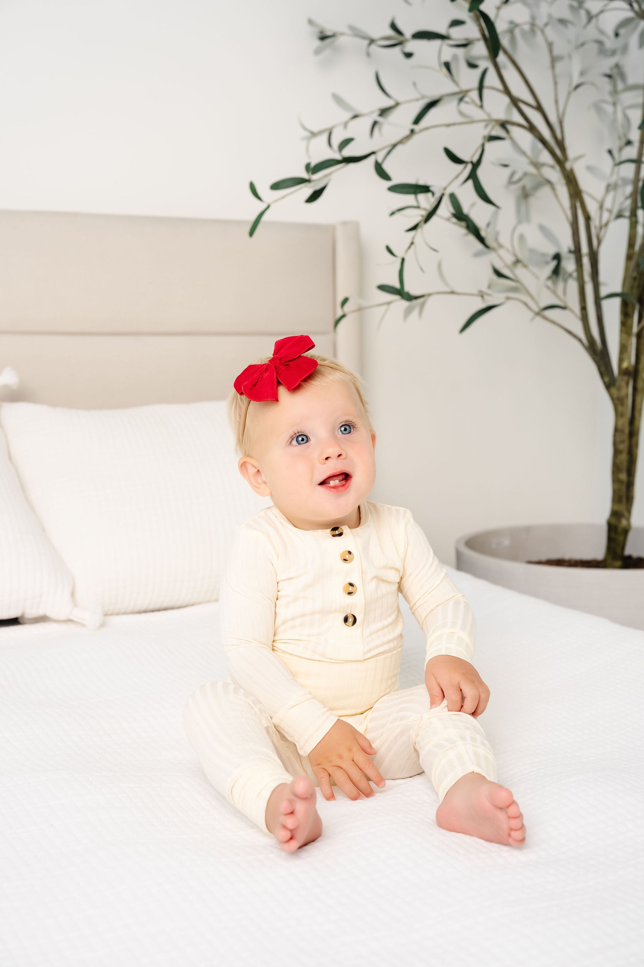 Heirloom Bow - Red Corduroy Headband