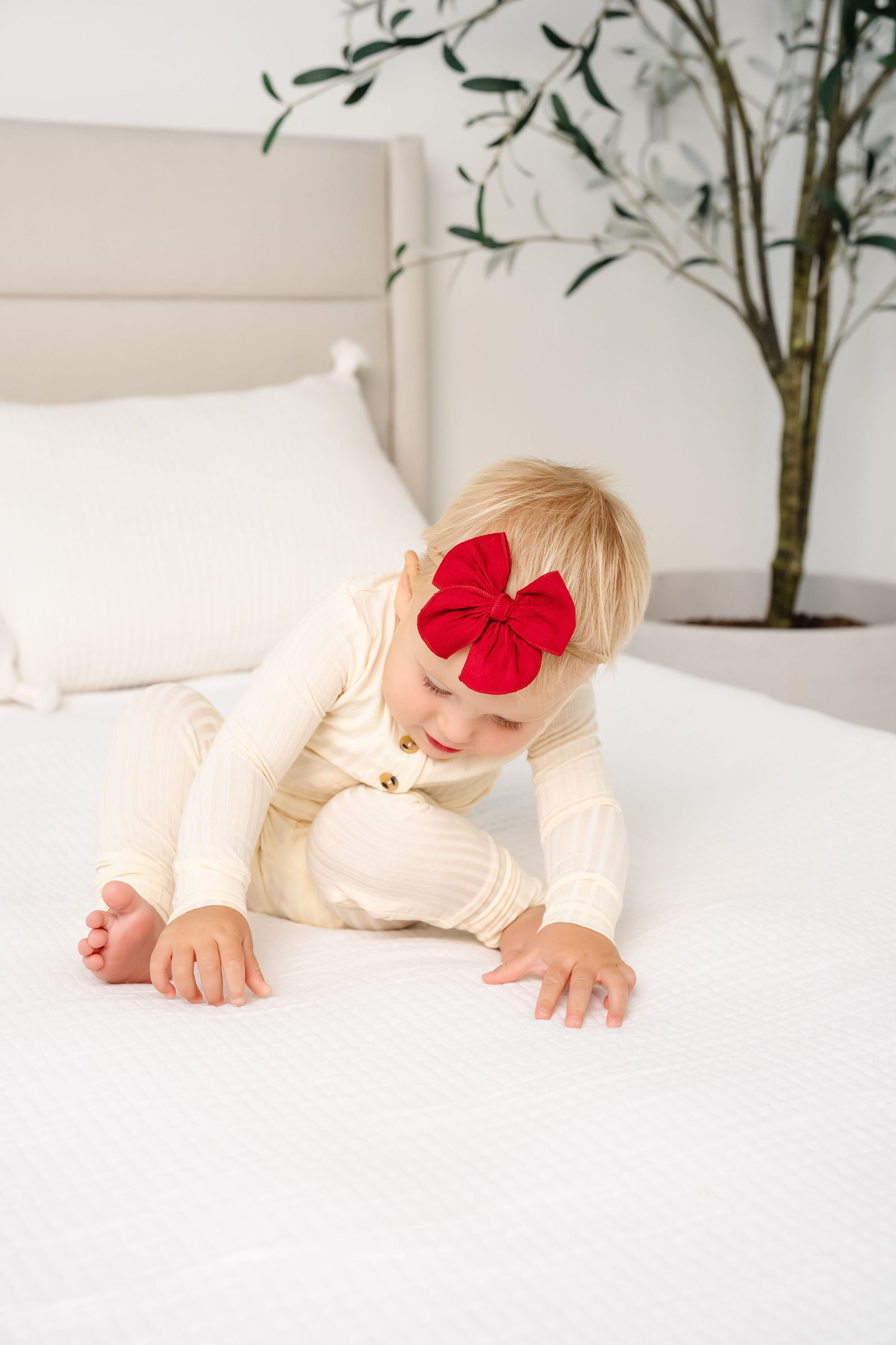 Heirloom Bow - Red Corduroy Headband