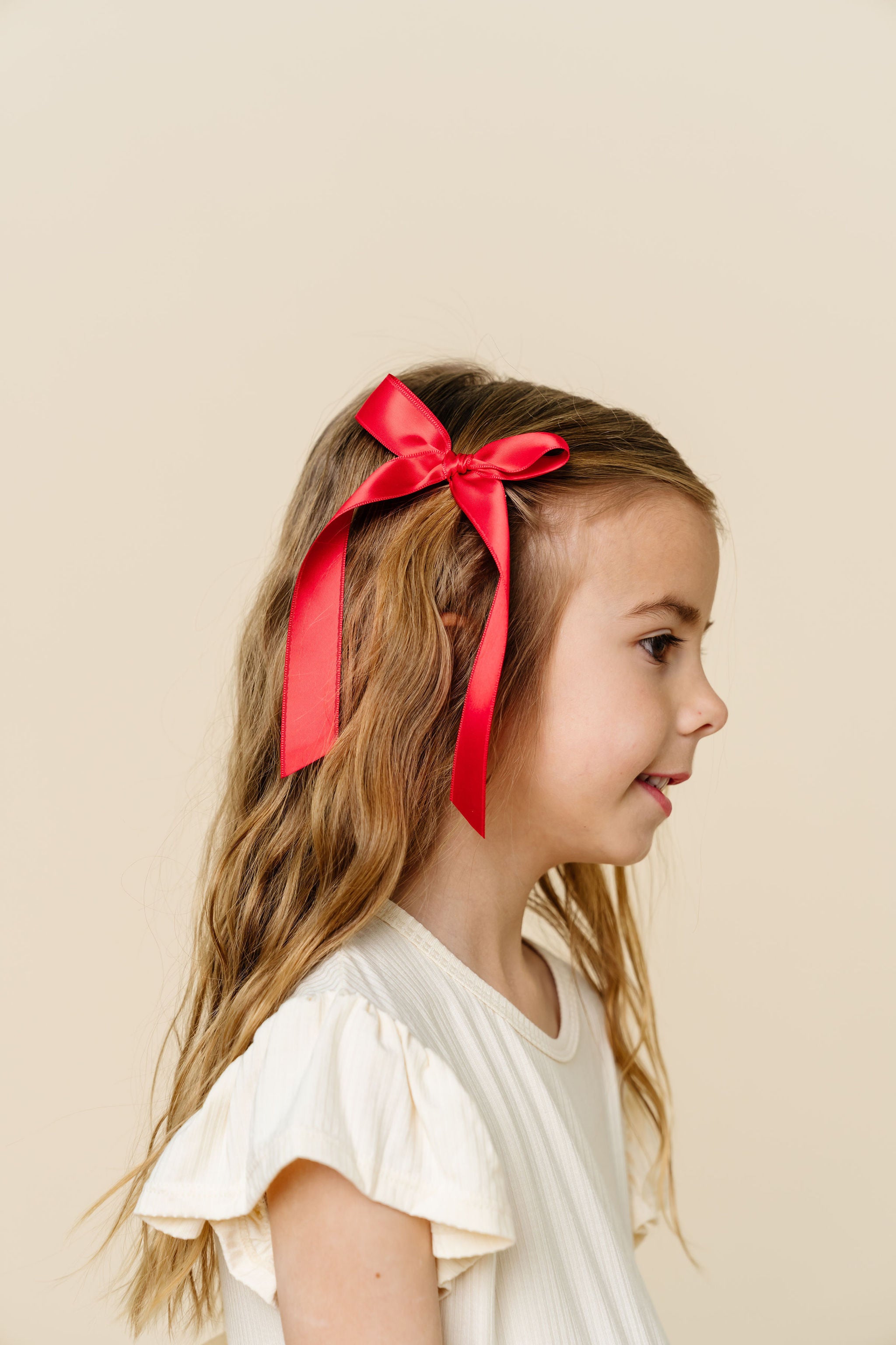 Satin Bow - Cherry Sash Clip