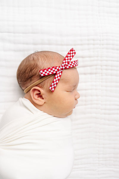 Ribbon Bow - Red Checkered Headband