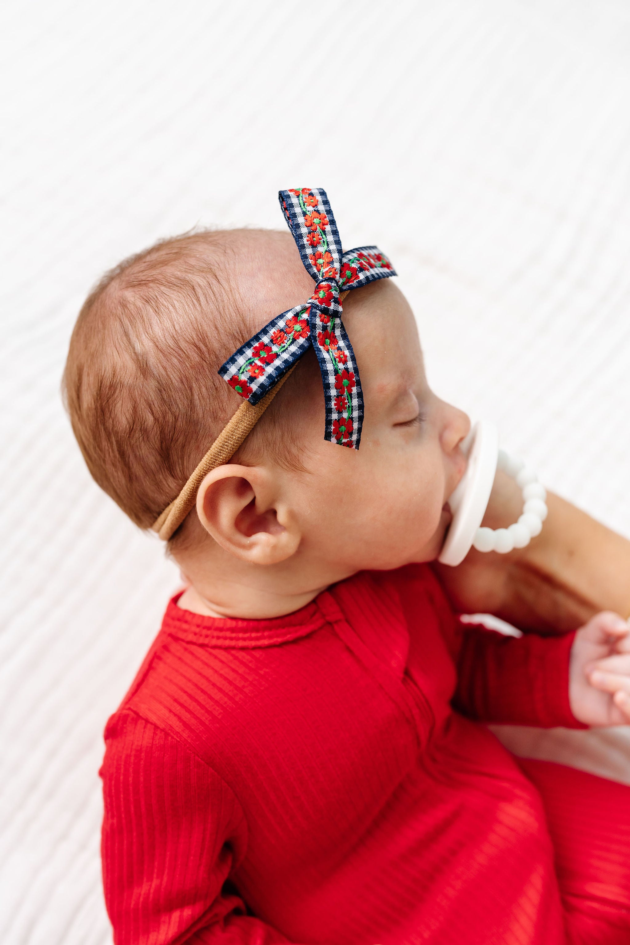Ribbon Bow - Poppy Gingham Headband