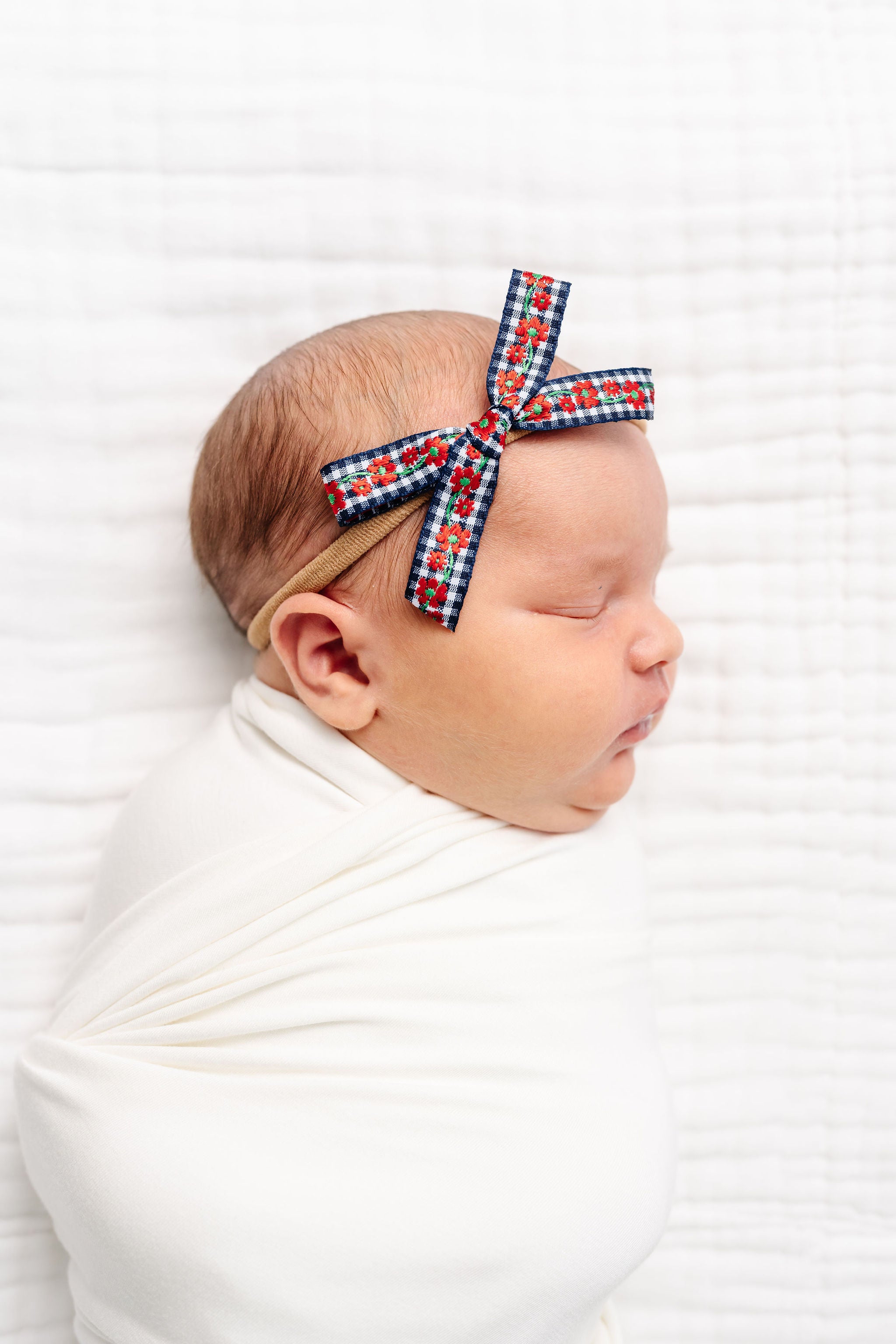 Ribbon Bow - Poppy Gingham Headband